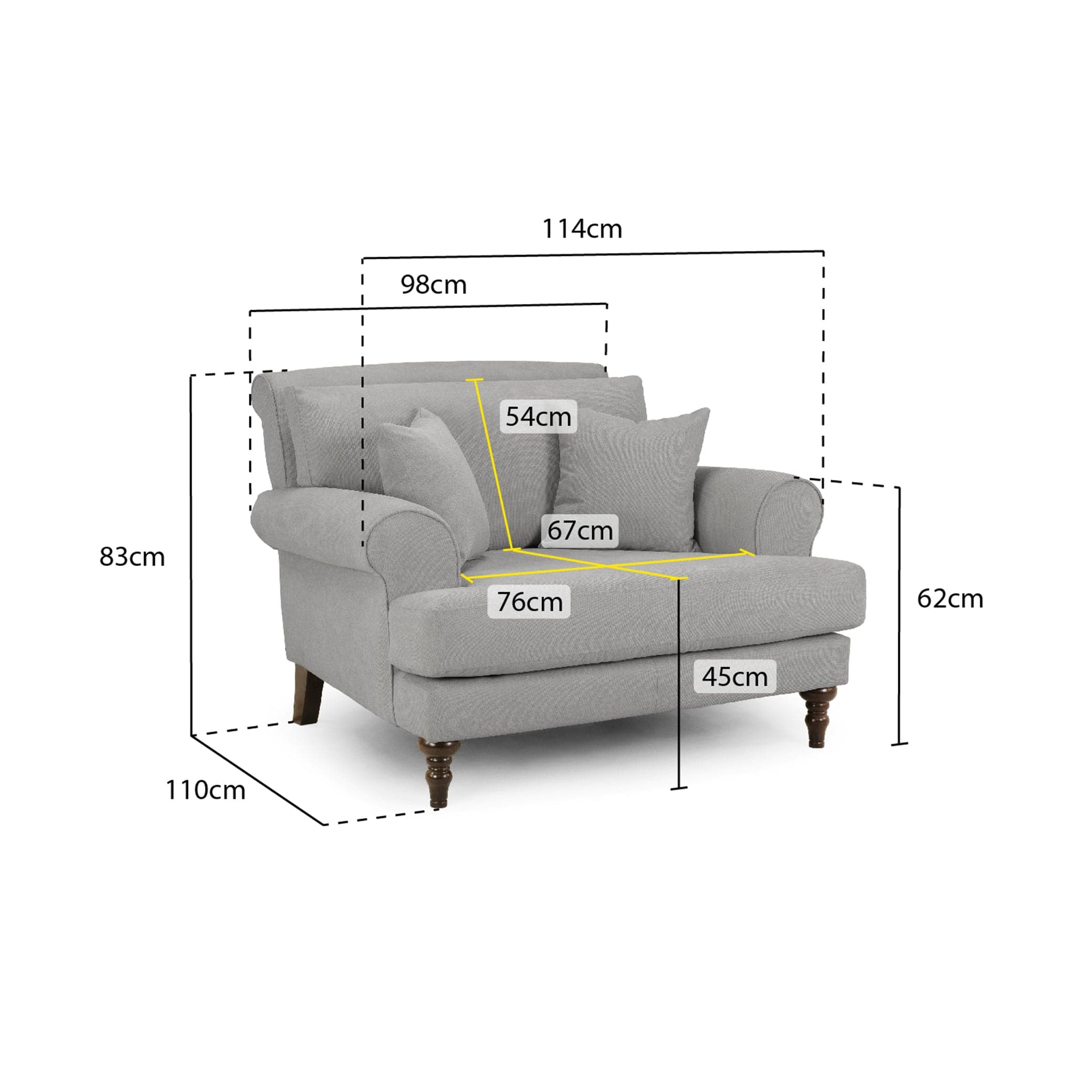 Aspen Sofa Grey Armchair -measurement view (7026363367488)