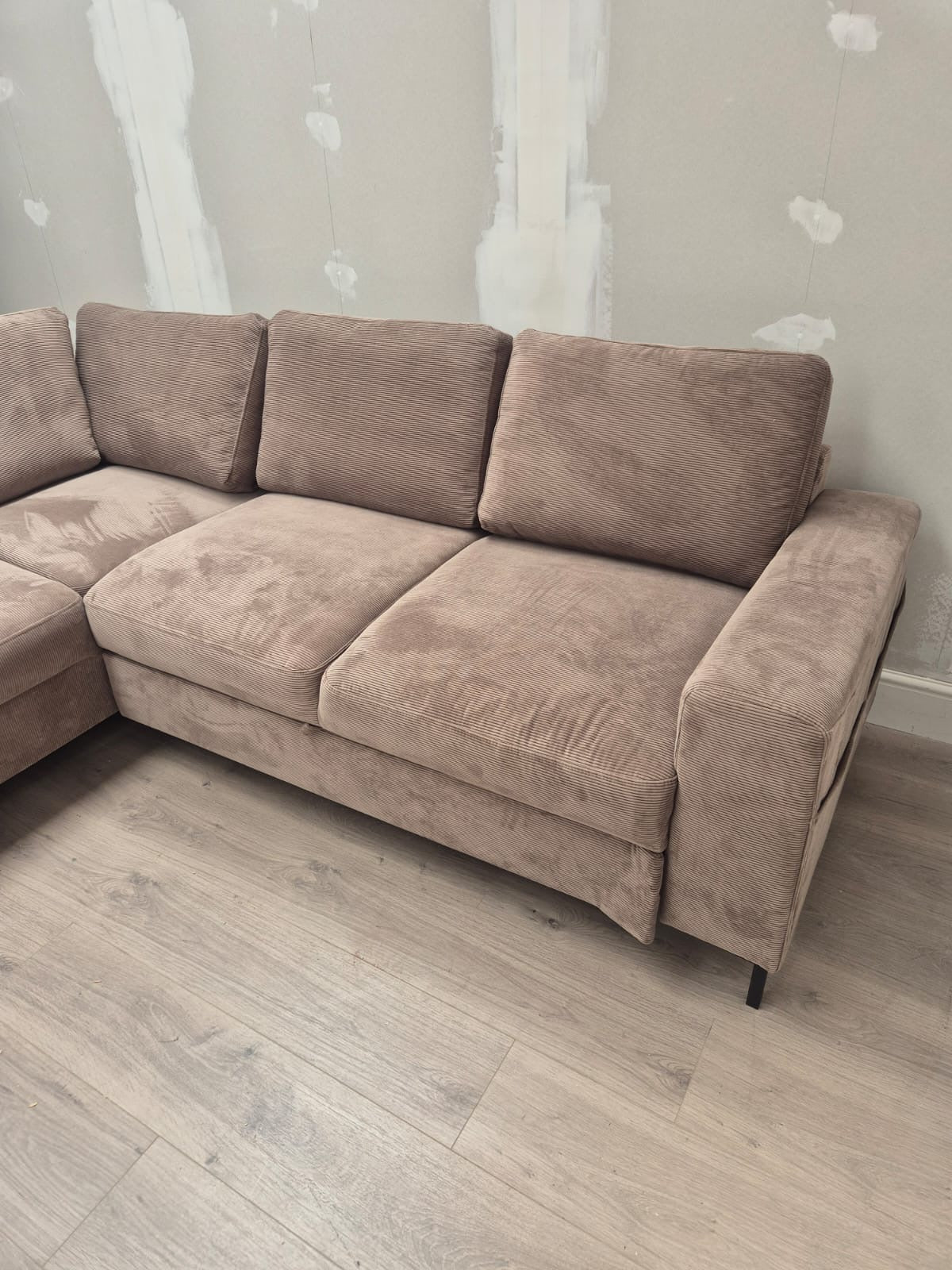 Lofty Lilly LHF Corner Sofa Bed in Taupe Cord - Clearance AMC Furniture