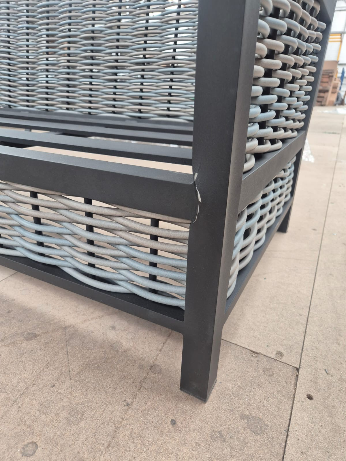 Ivy Aluminium Corner Sofa Set with Grey Rattan Dining Table
