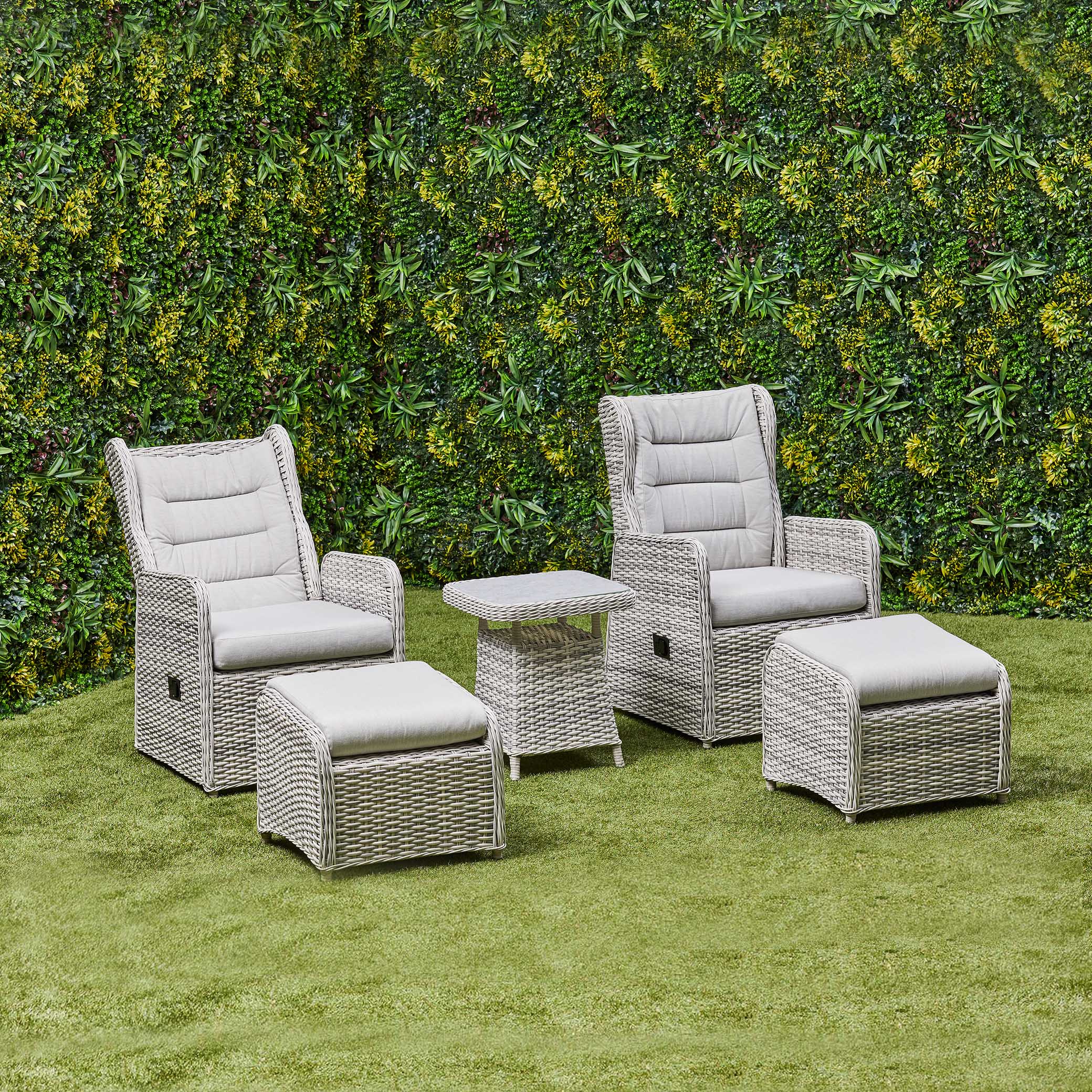 Beige Willow Reclining 5 Piece Lounge Set - front view (14930009850234)