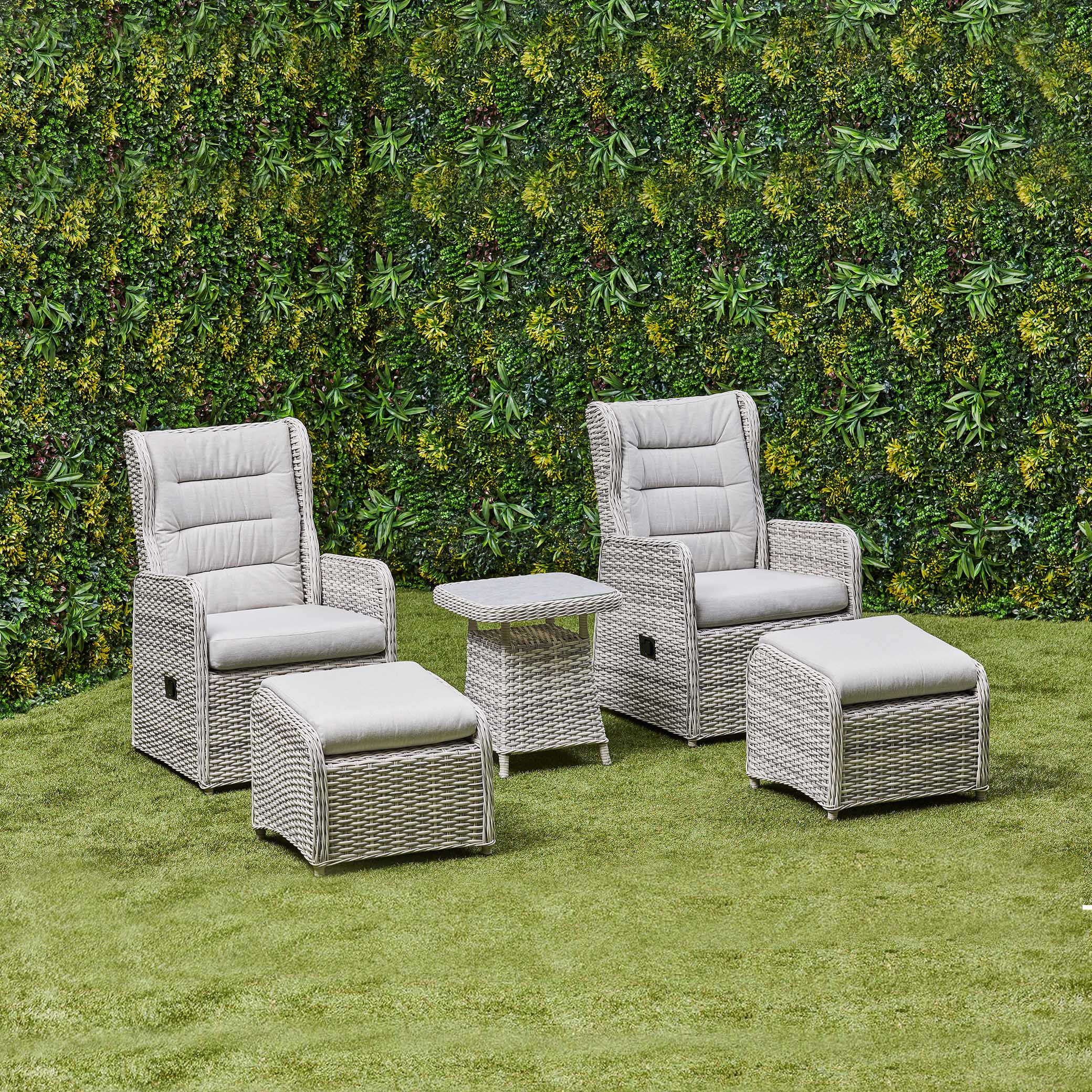 Beige Willow Reclining 5 Piece Lounge Set - front view2 (14930009850234)