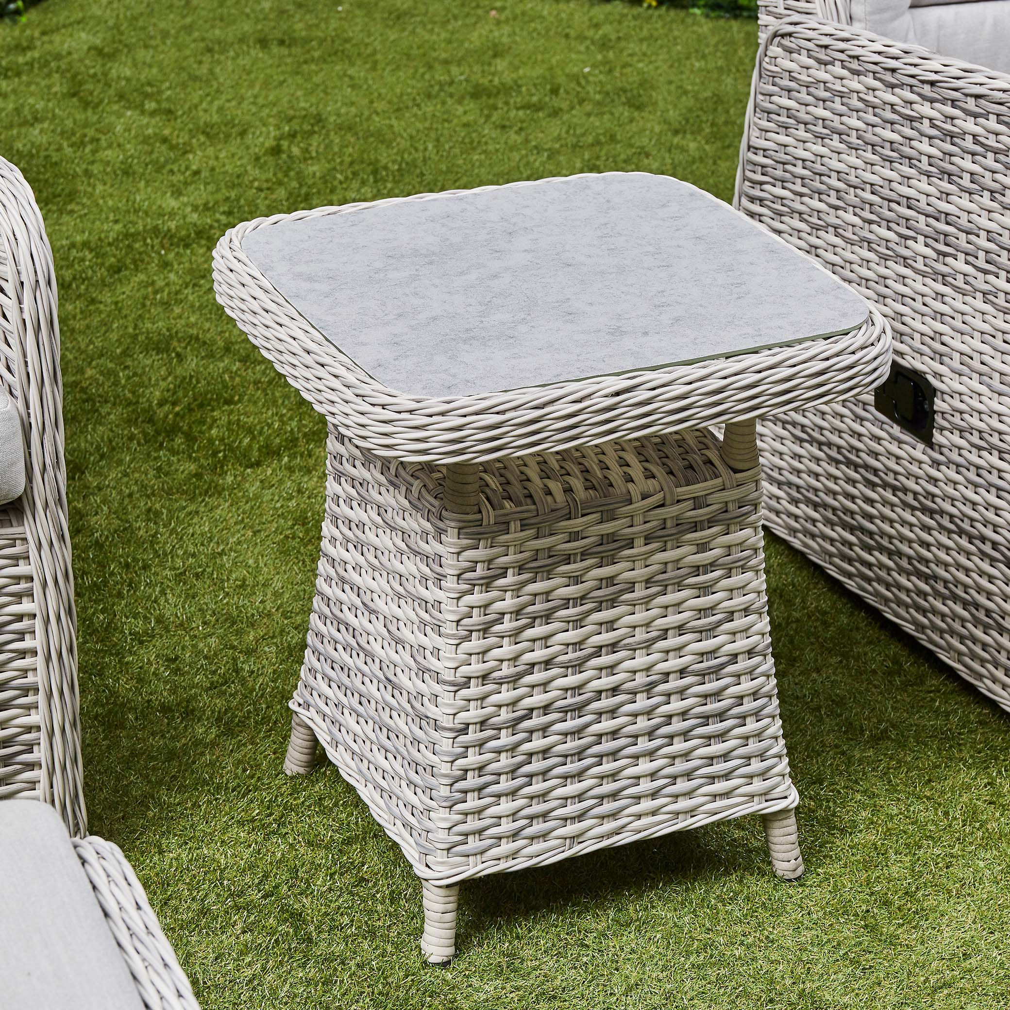 Beige Willow rattan with ceramic Top Coffee Table (14930009850234)