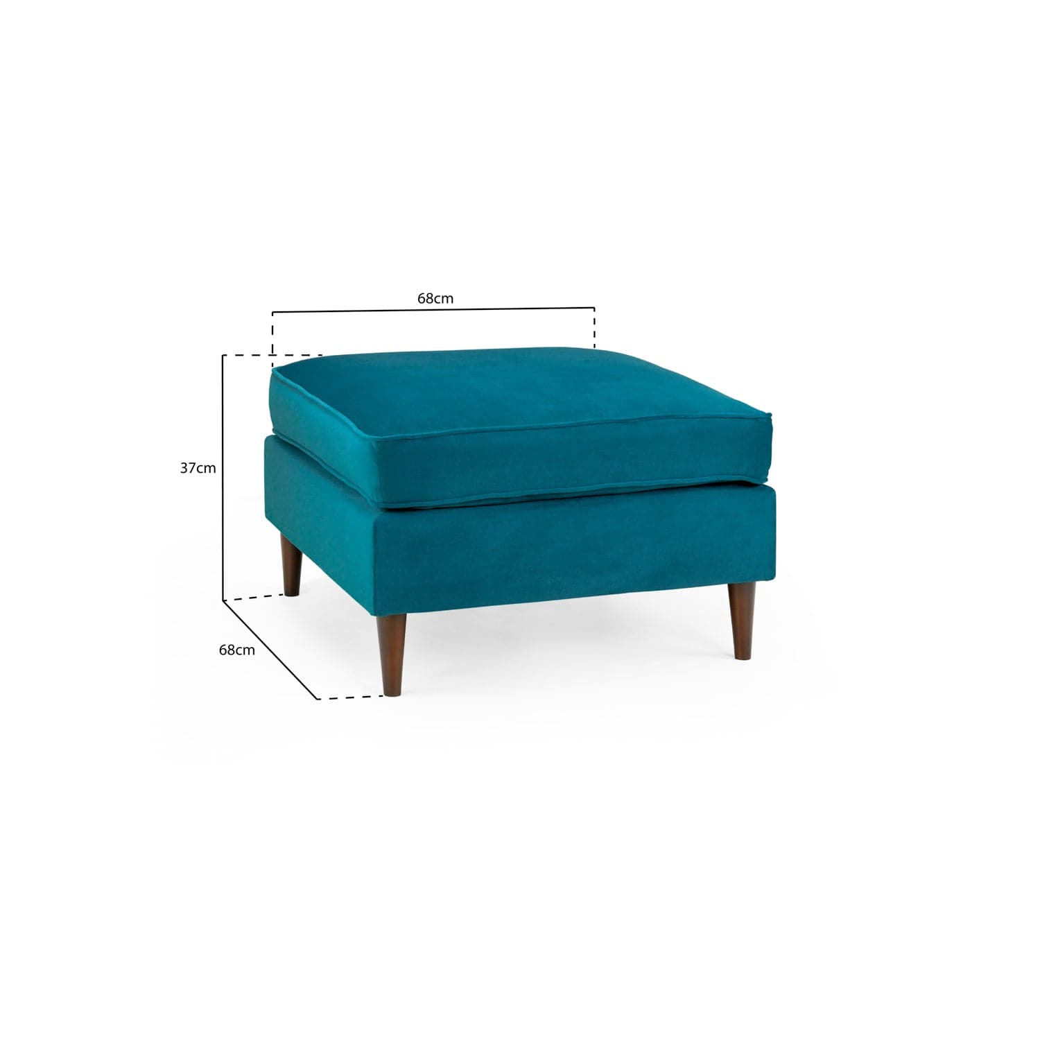 Belle Footstool in Plush Teal - Measurement view (7023605186624)