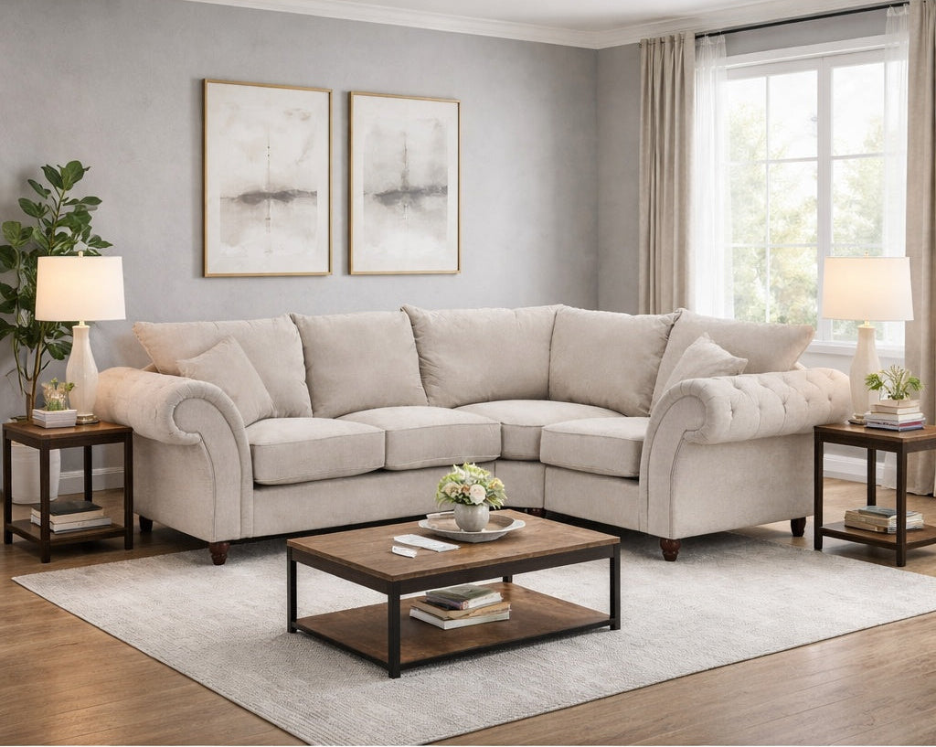 Berkshire Fullback Sofa Stone Right Hand Facing Corner