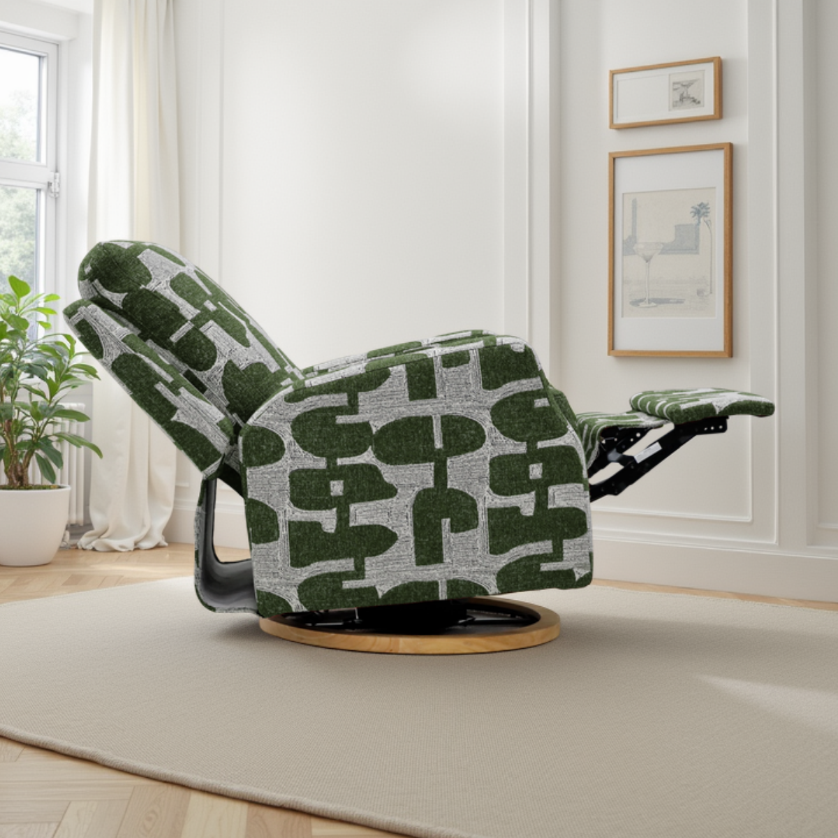 Bilbao Electric Reclining Chair Green - AMC Furniture