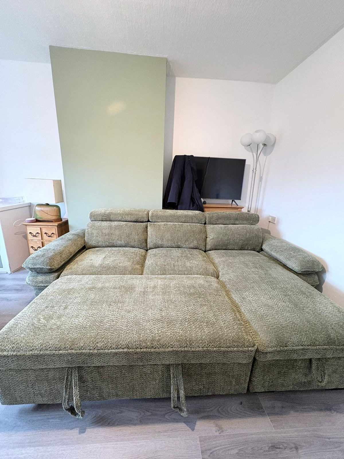 Billie Universal Corner Sofa Bed with Storage in Green