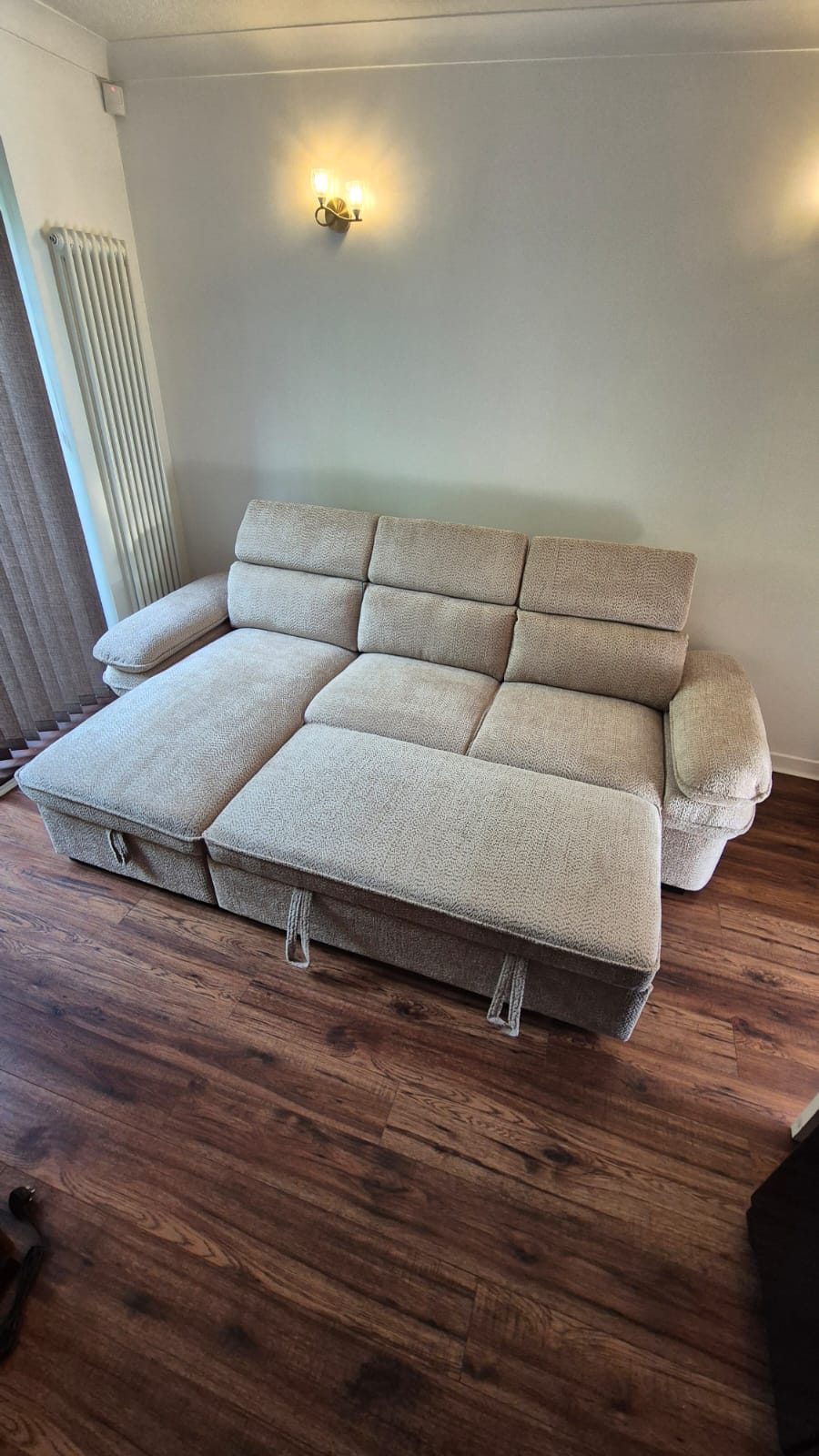 Billie U Shape Sofa Bed in Beige with Lift Up Storage