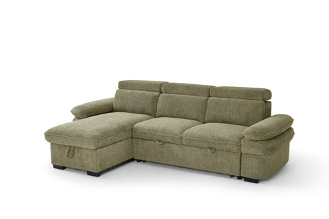Billie Universal Corner Sofa Bed with Storage in Green