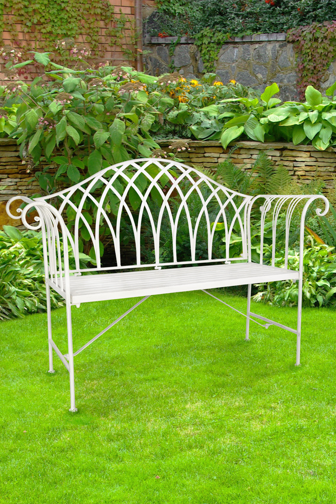 Brand New Garden Bench. Enjoy this rustic white Classy Bench measuring 131cm x 94cm (max) (15010543698298)