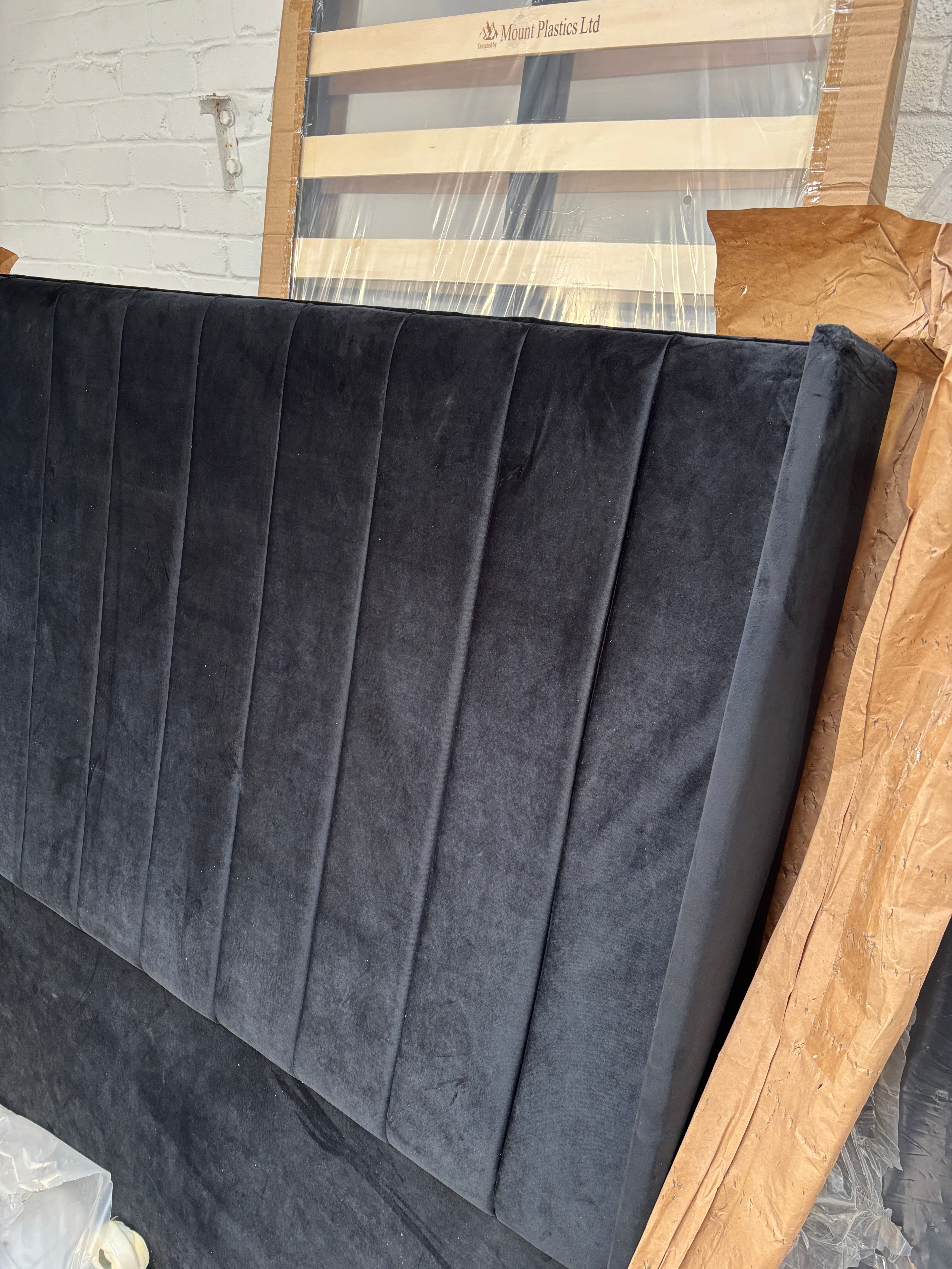 King Size Florence ottoman bedframe in plush black - AMC Furniture