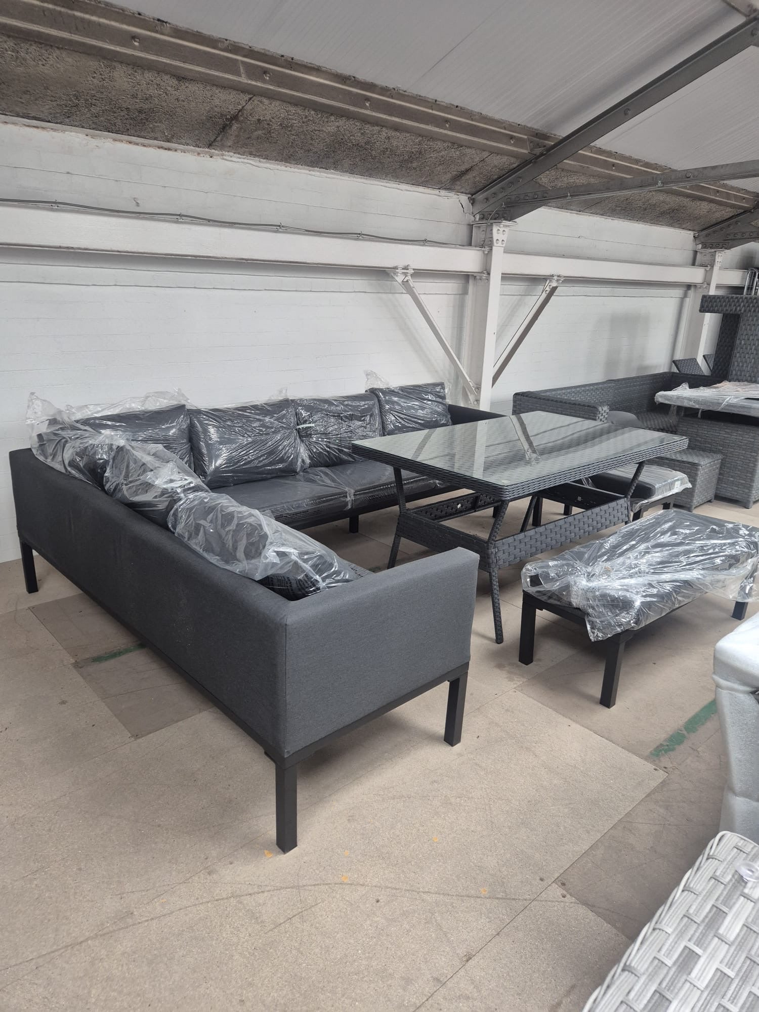 Ava Aluminium Corner Sofa Set with Rattan Table - AMC Furniture