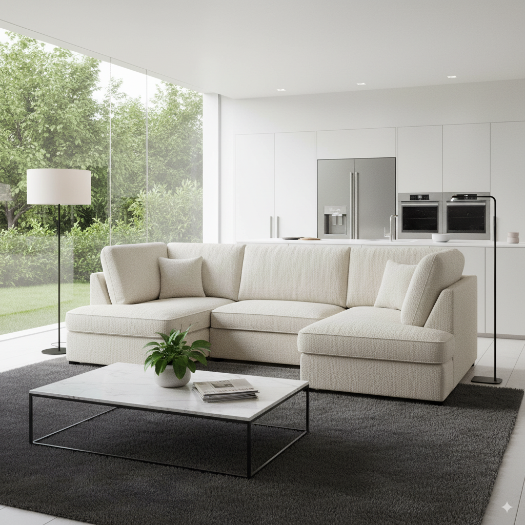 Camden U-Shape Corner Sofa with Footstool – Classic Beige (7022918860864)