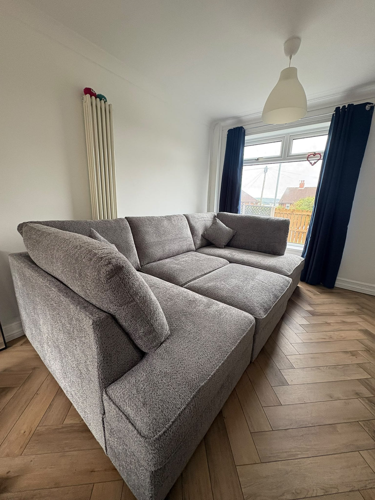 Camden U Shape Corner Sofa with Footstool - Grey Boucle