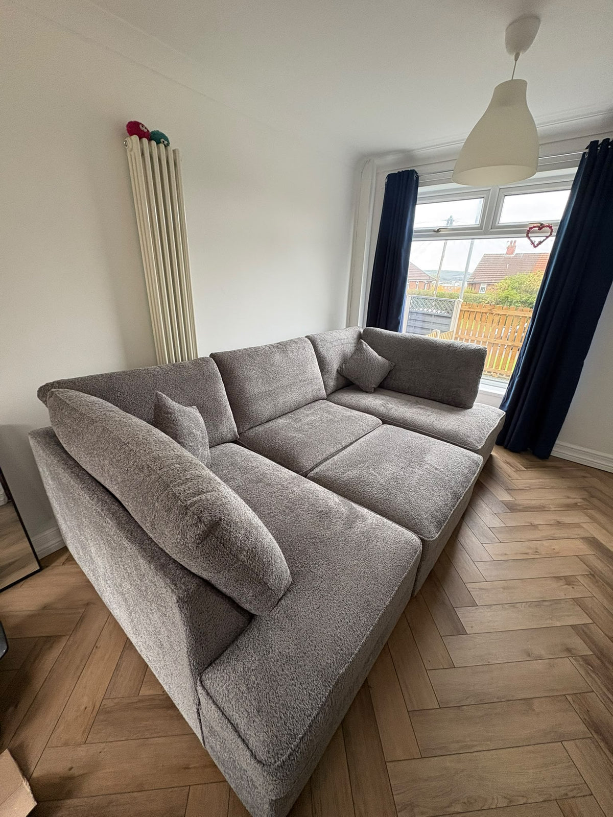 Camden U Shape Corner Sofa with Footstool - Grey Boucle