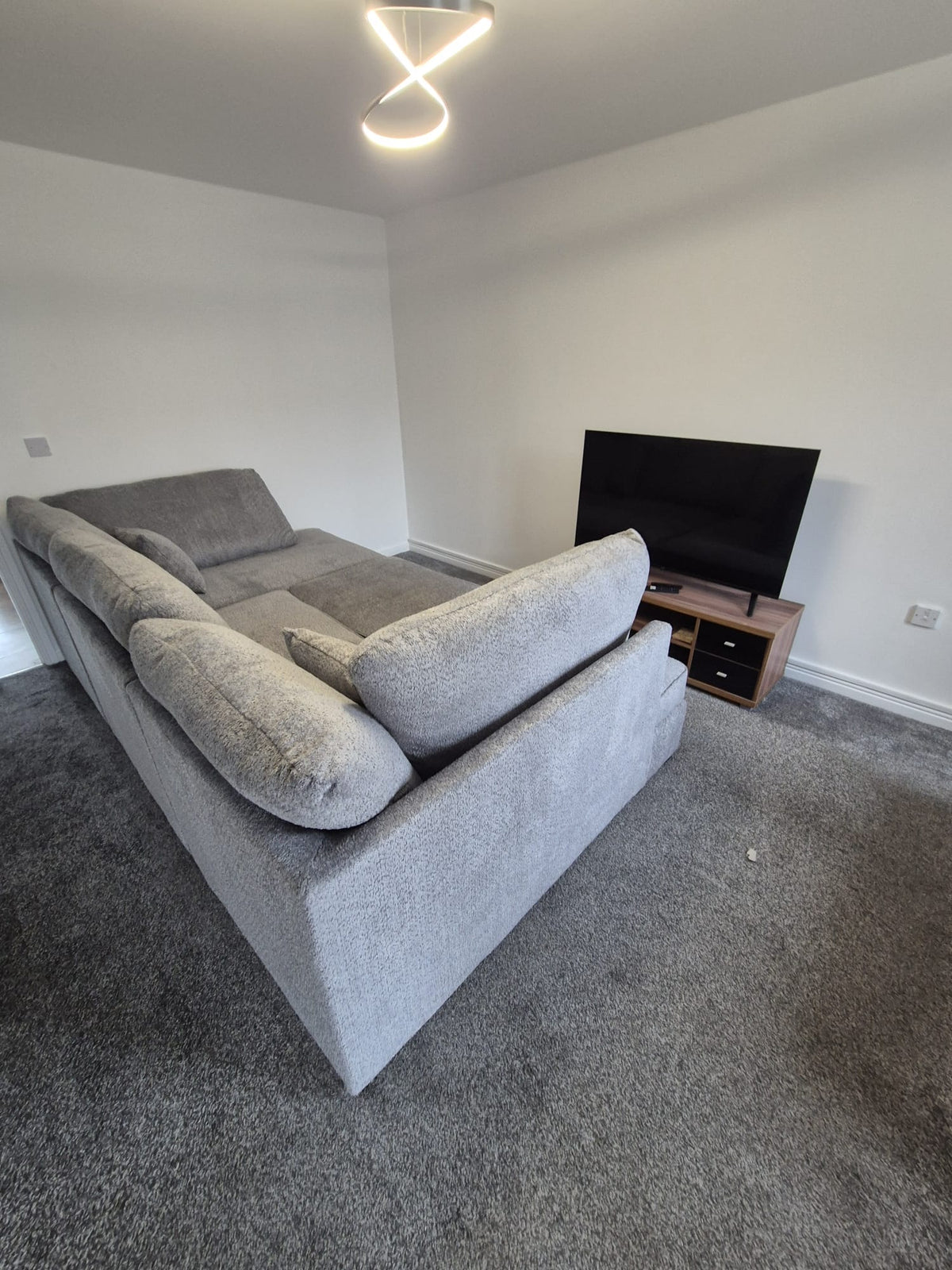 Camden U Shape Corner Sofa with Footstool - Grey Boucle