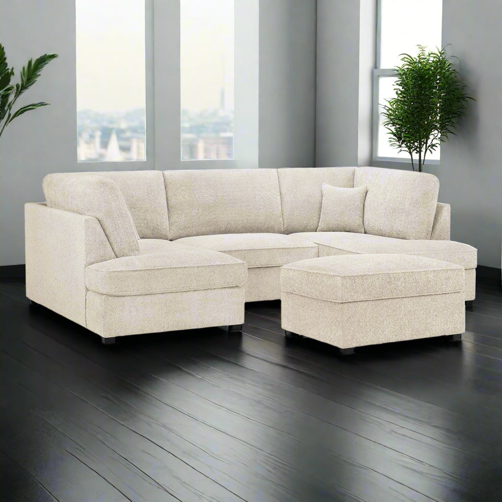 Camden U-Shape Corner Sofa with Footstool – Classic Beige (7022918860864)