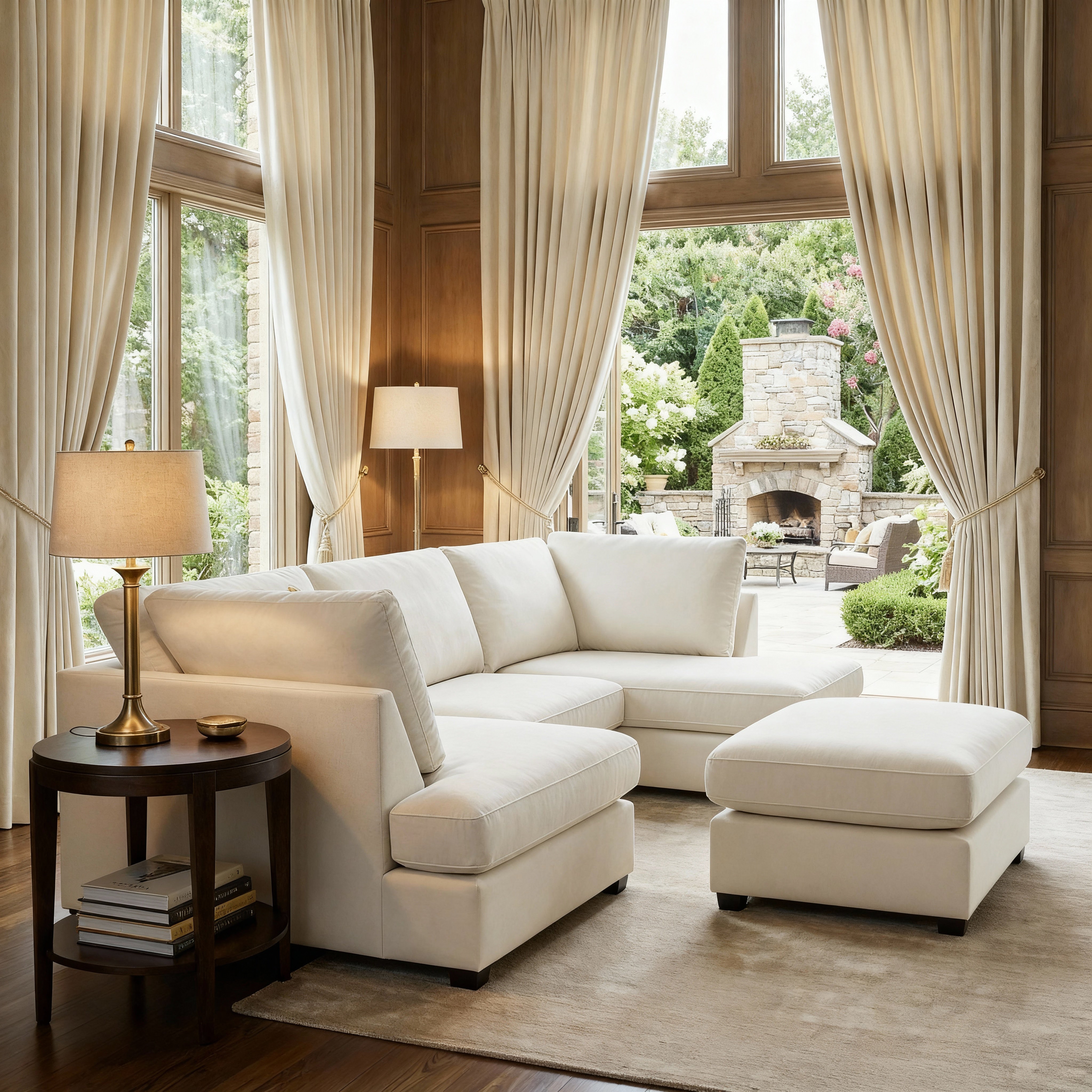 Camden U-Shape Corner Sofa with Footstool – Classic Beige