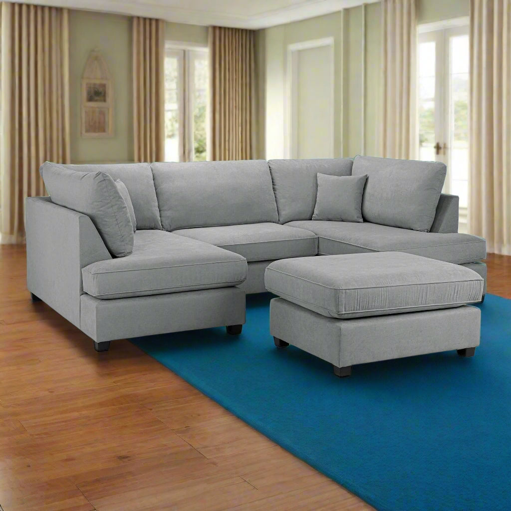 Camden U-Shape Corner Sofa with Footstool – Classic Grey (7022914764864)