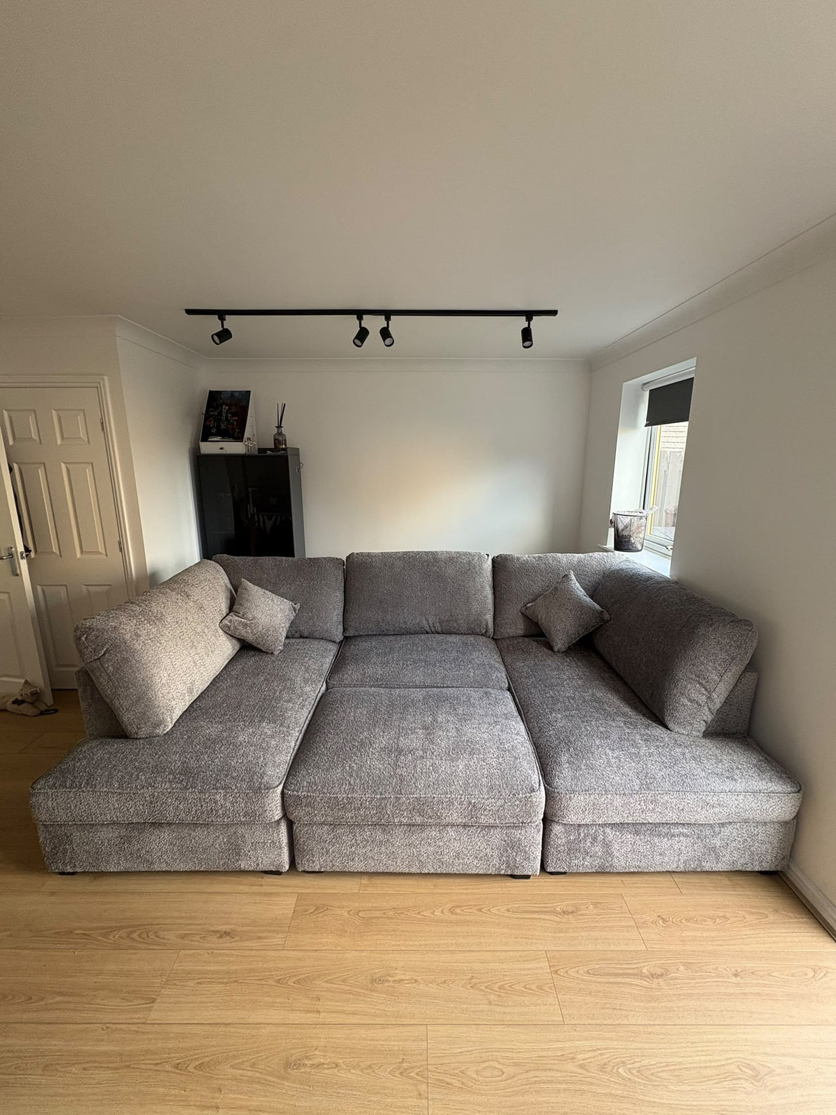 Camden U Shape Corner Sofa with Footstool - Grey Boucle
