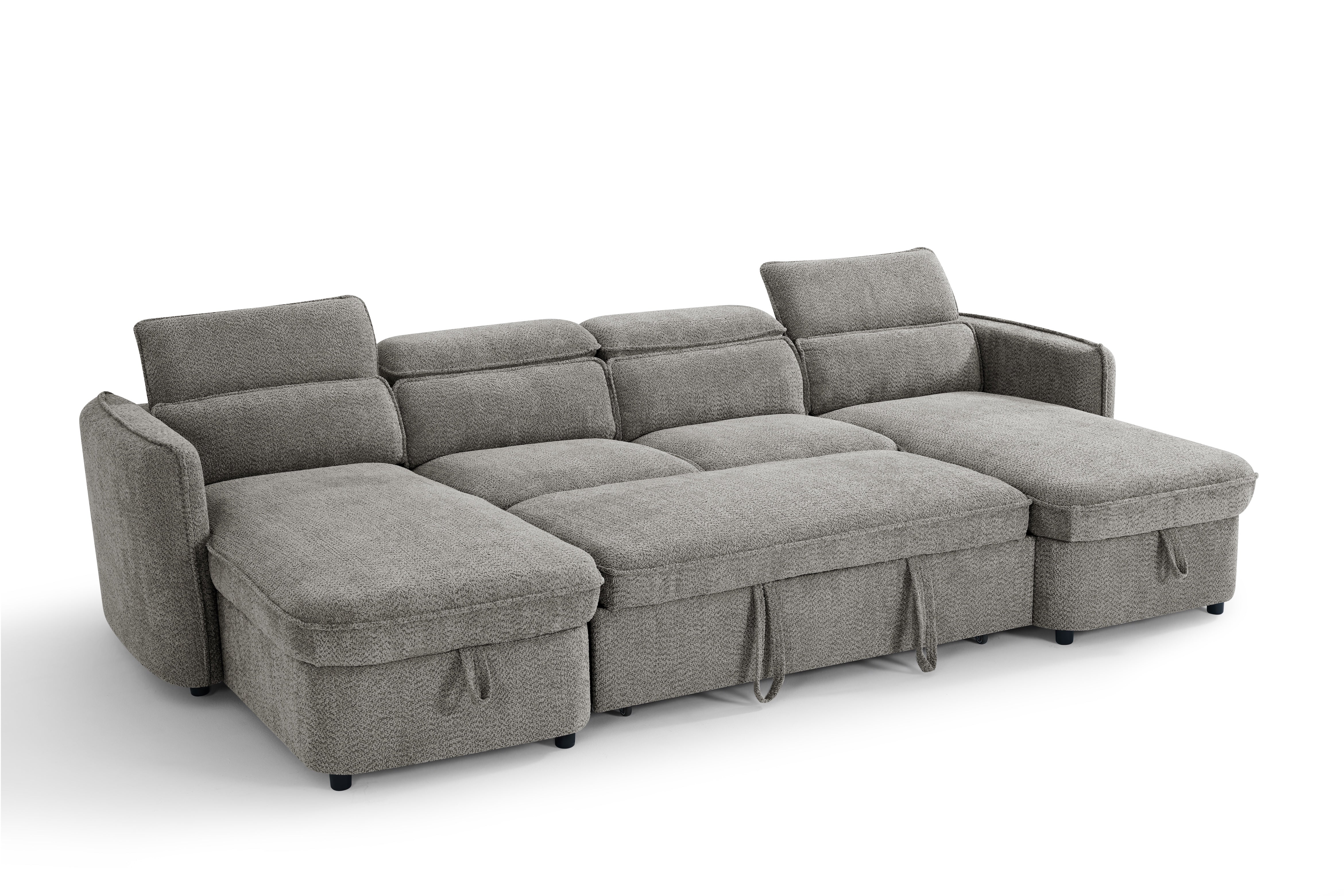 Nova U Shape Corner Sofa Bed in Grey - AMC Furniture