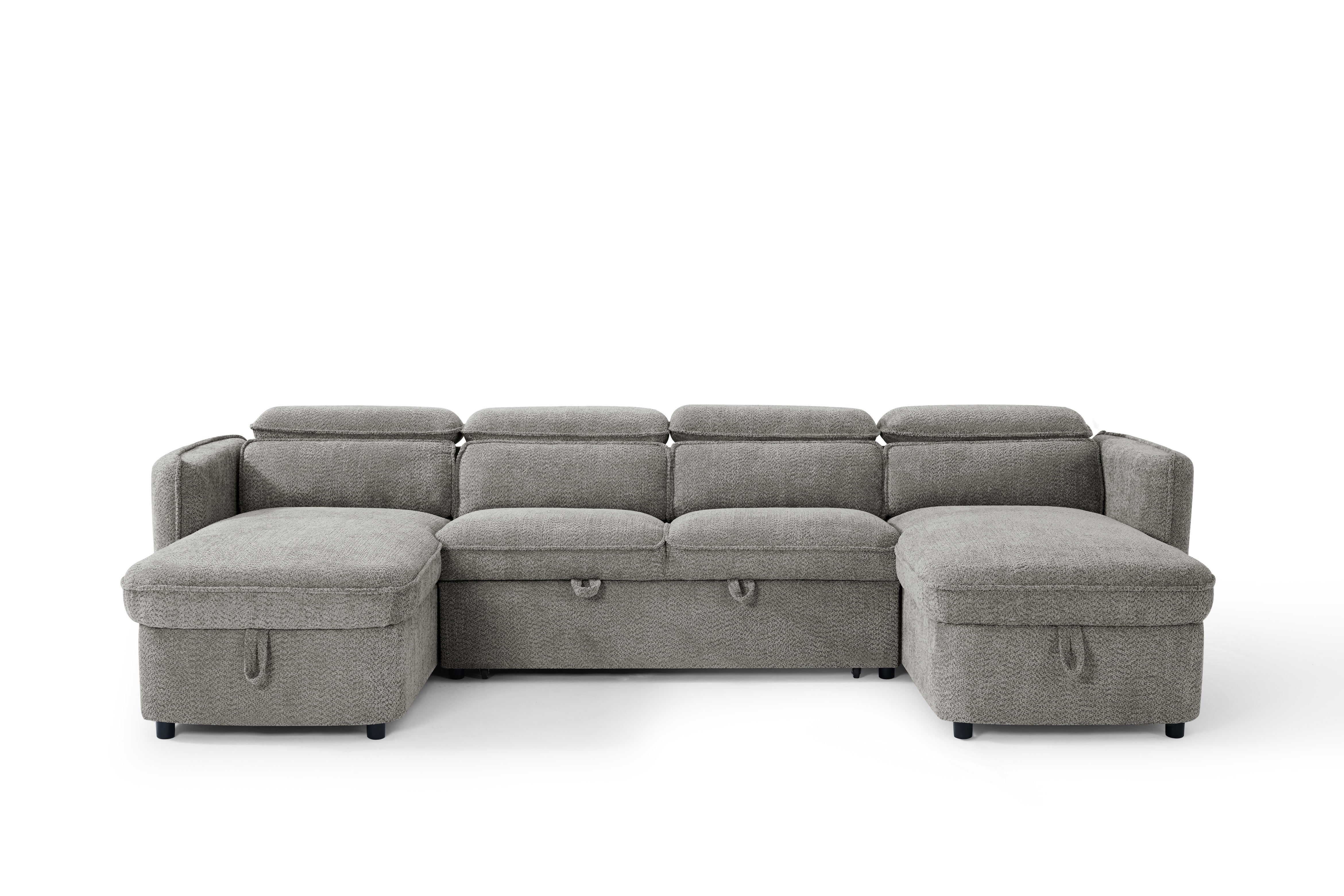 Nova U Shape Corner Sofa Bed in Grey - AMC Furniture