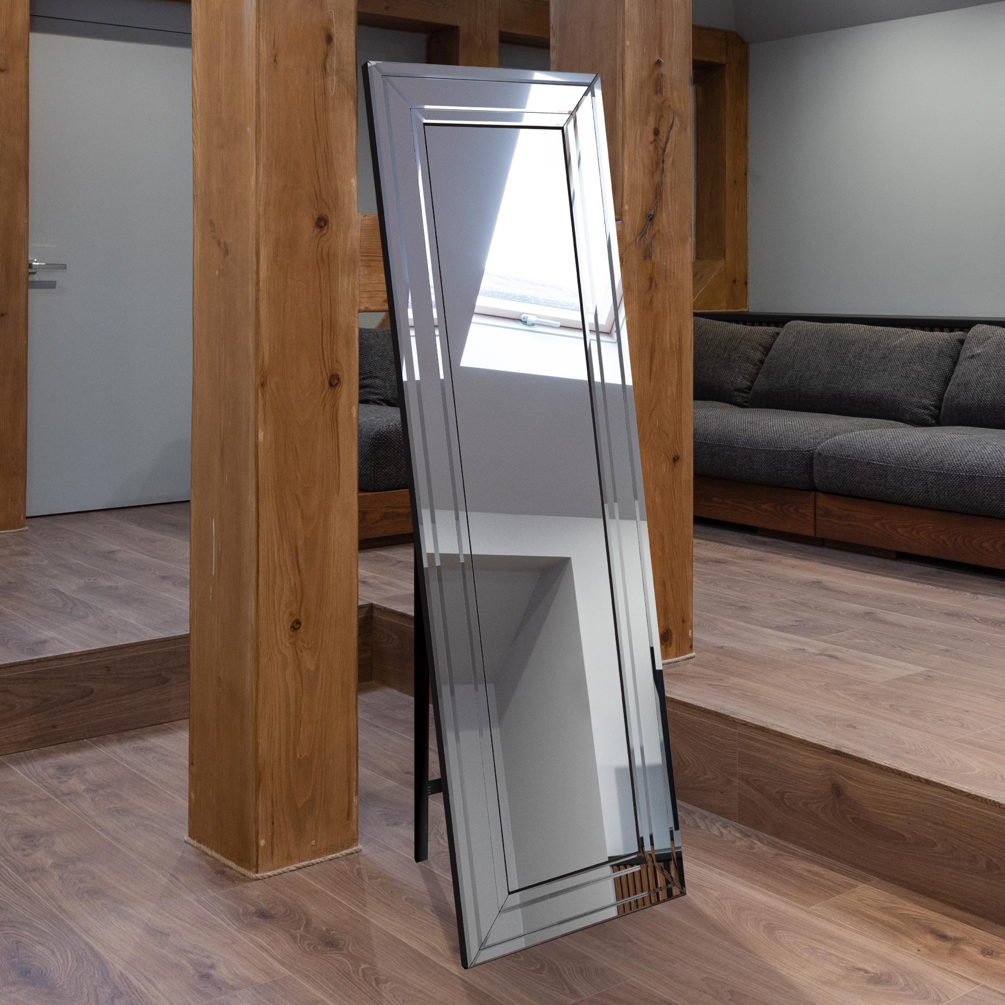 Langley All Glass Bevel Free Standing Cheval Dress Mirror 5ft7 x 1ft11 170cm x 58cm (15010565423482)