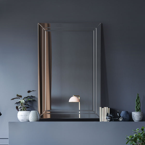 Cardinal All Glass Modern Bevelled Wall Mirror 100 x 70 CM