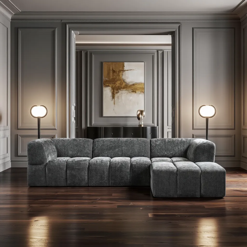 Chloe Corner Sofa with Moveable Footstool in Charcoal