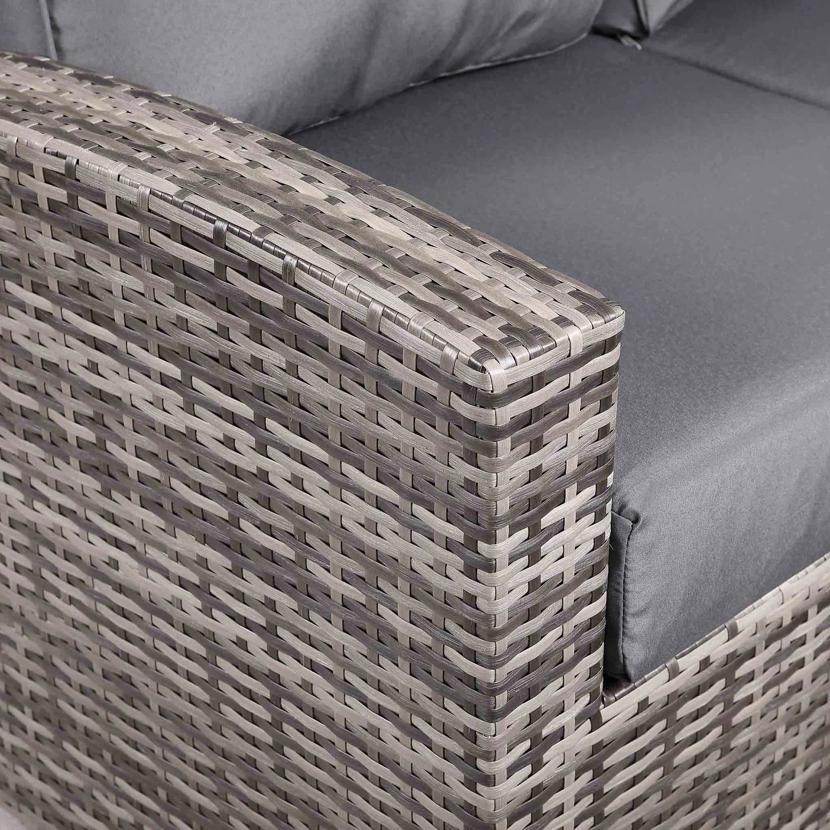 Casa Corner Sofa Set with Rising Dining Table in Mixed Weave (Left Hand)