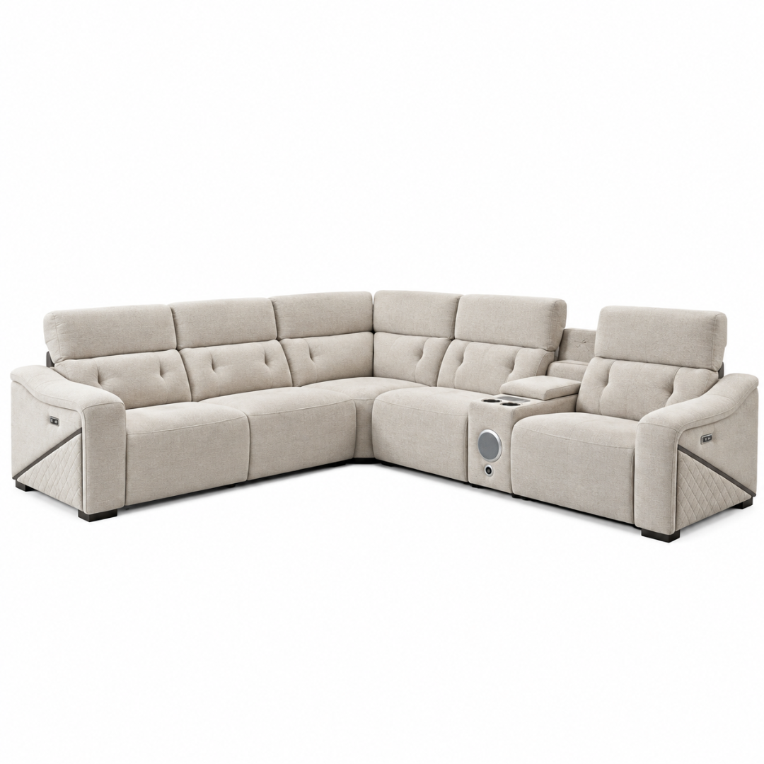 Colorado Electric Recliner Sofa Beige Large Corner Beehive