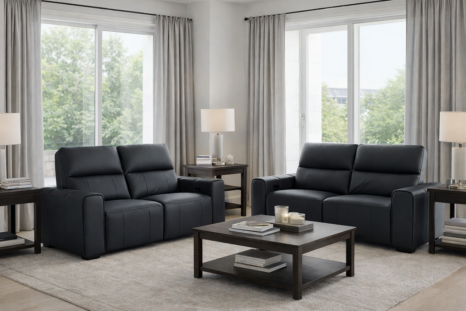 Como Leather 3+2 Seater Electric Reclining Sofa Set