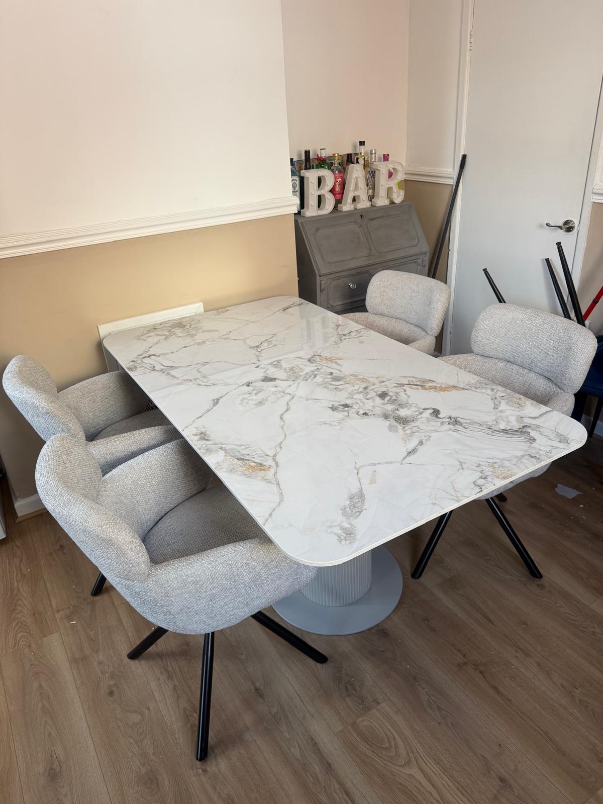Cove Ceramic Dining Table in Cream