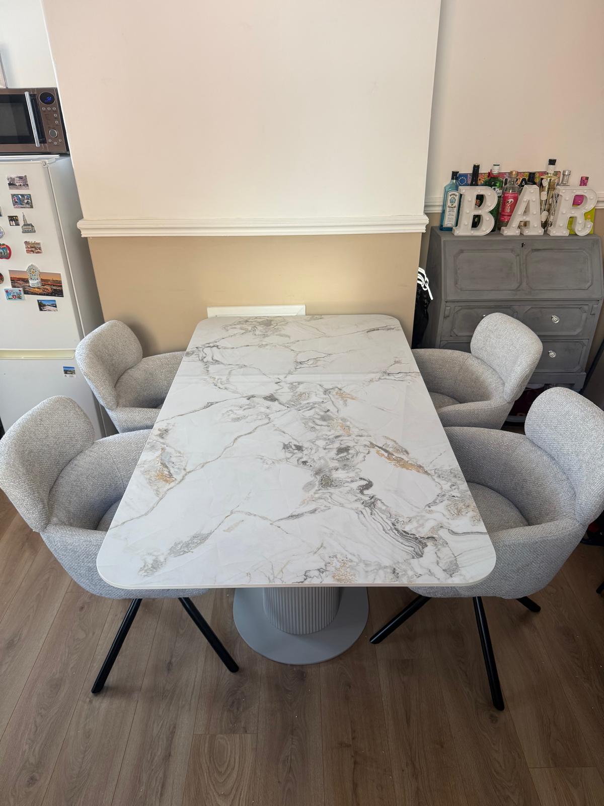 Cove Ceramic Dining Table in Cream