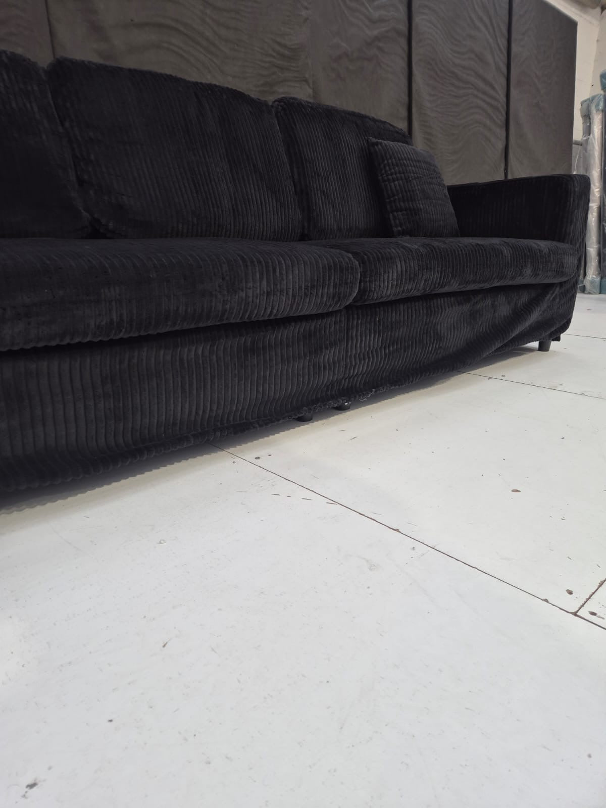 4 Seater Corduroy Sofa in Charcoal Black - AMC Furniture
