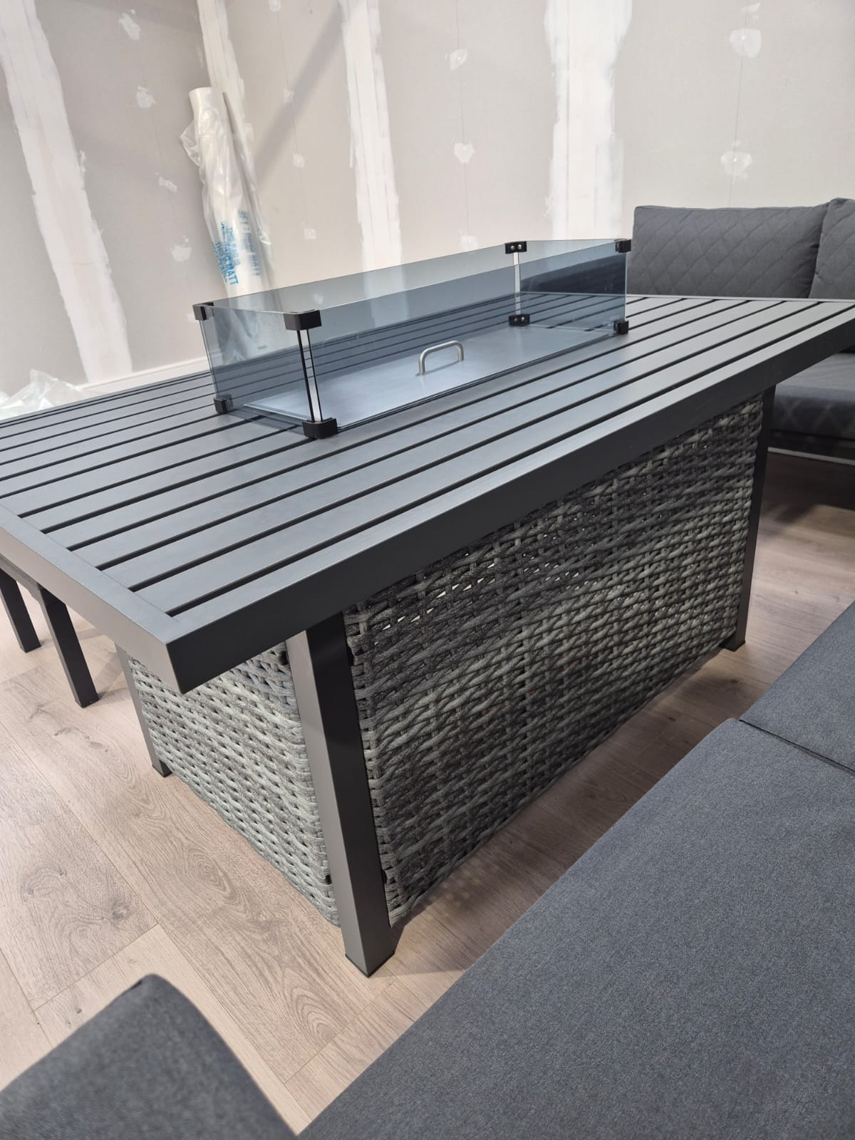 Grey Garden Corner Sofa Set with Fire Pit Dining Table - Clearance Wayfair