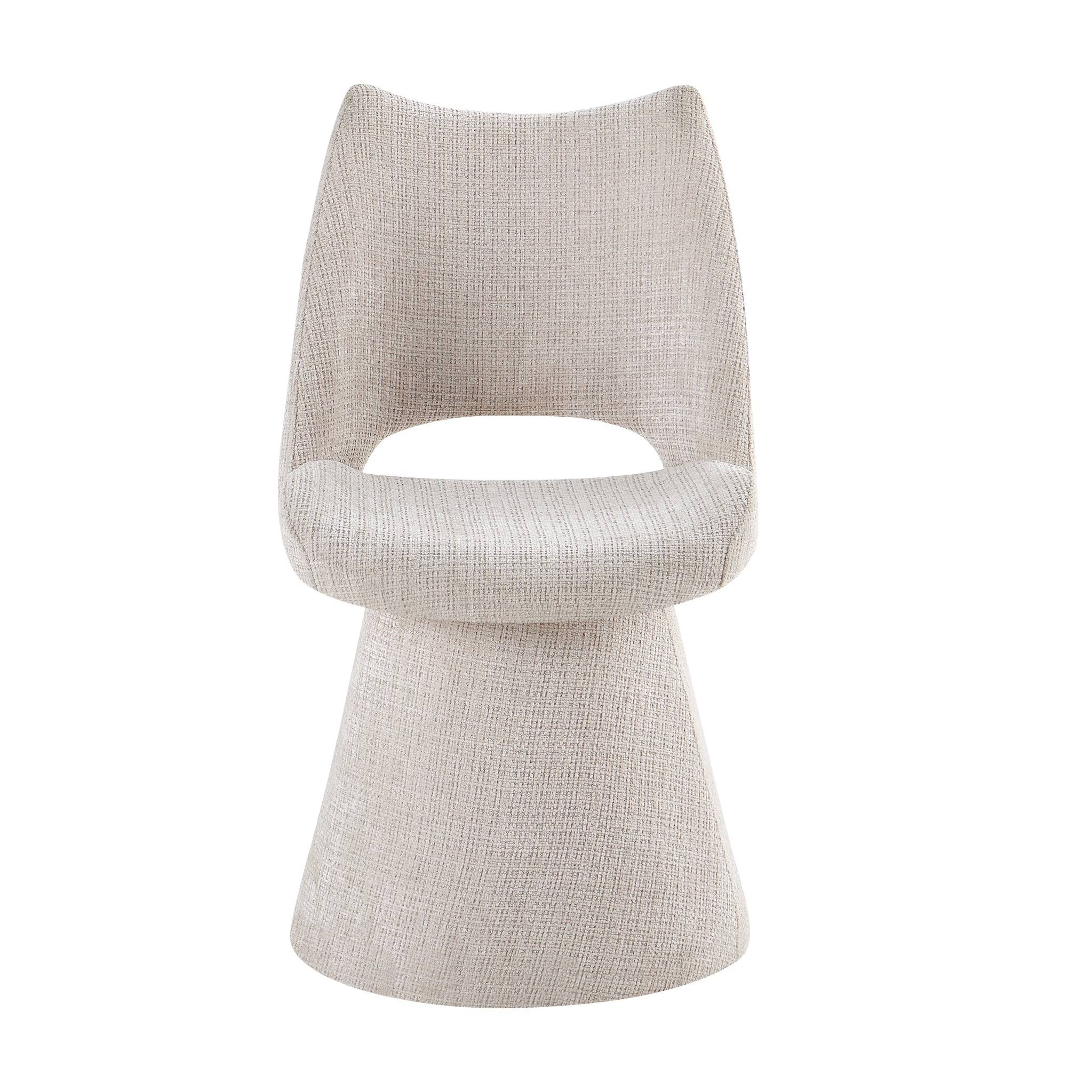 Romy Swivel Dining Chairs in Beige - AMC Furniture