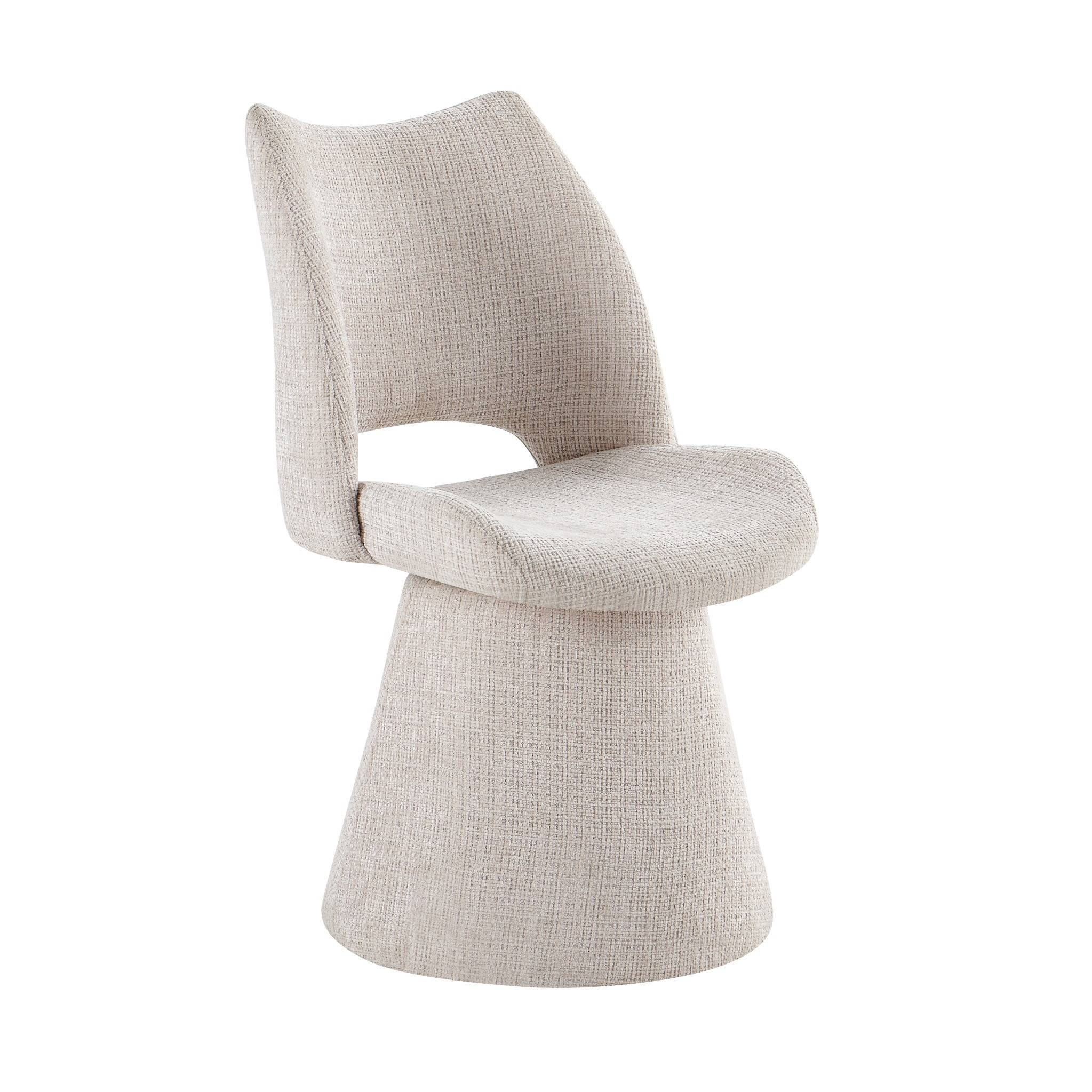 Romy Swivel Dining Chairs in Beige - AMC Furniture