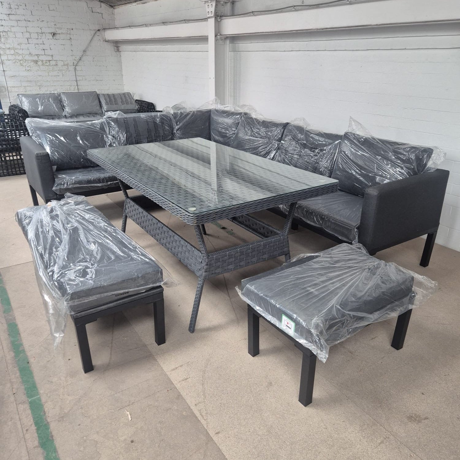 Ava Aluminium Corner Sofa Set with Rattan Table - AMC Furniture