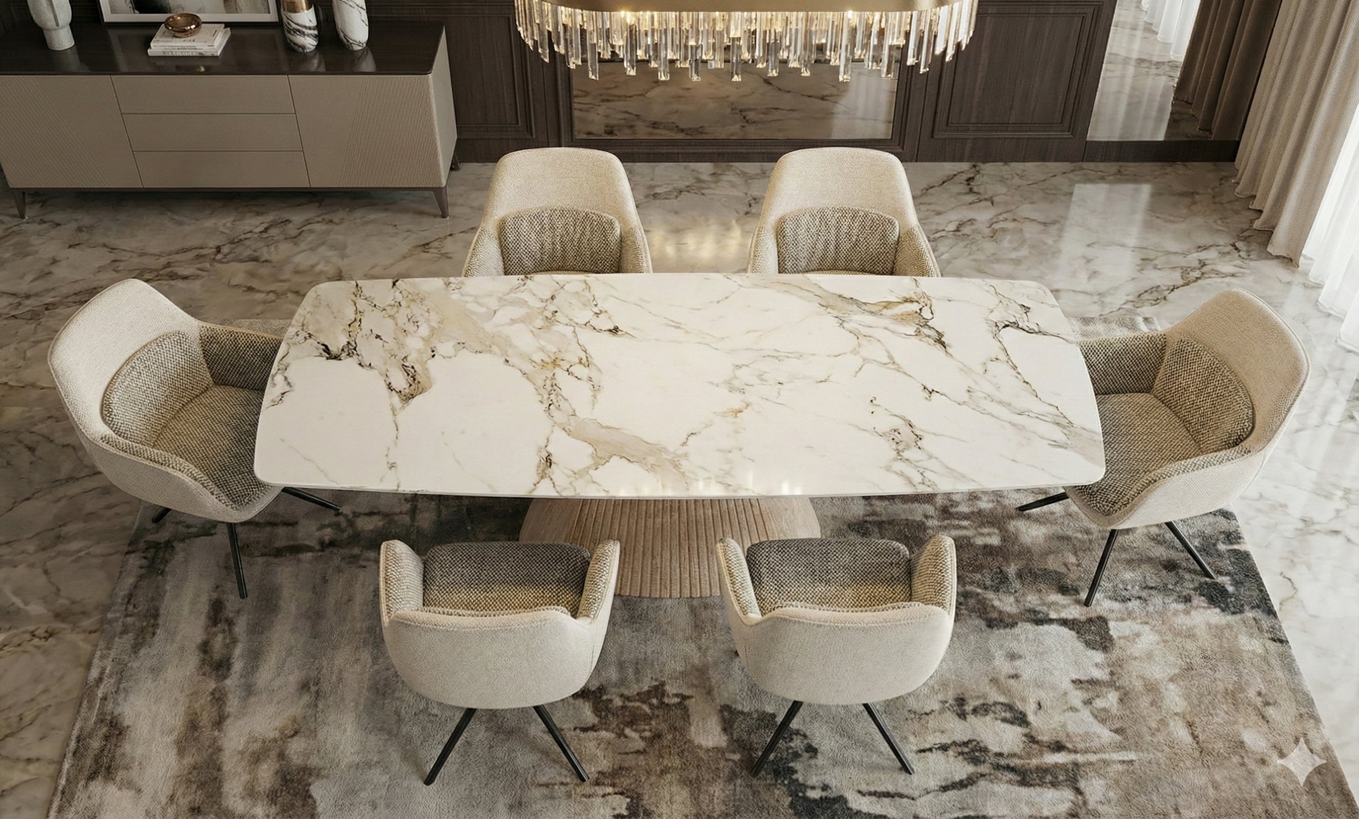 Monte Carlo Extending Dining Table in Beige - AMC Furniture