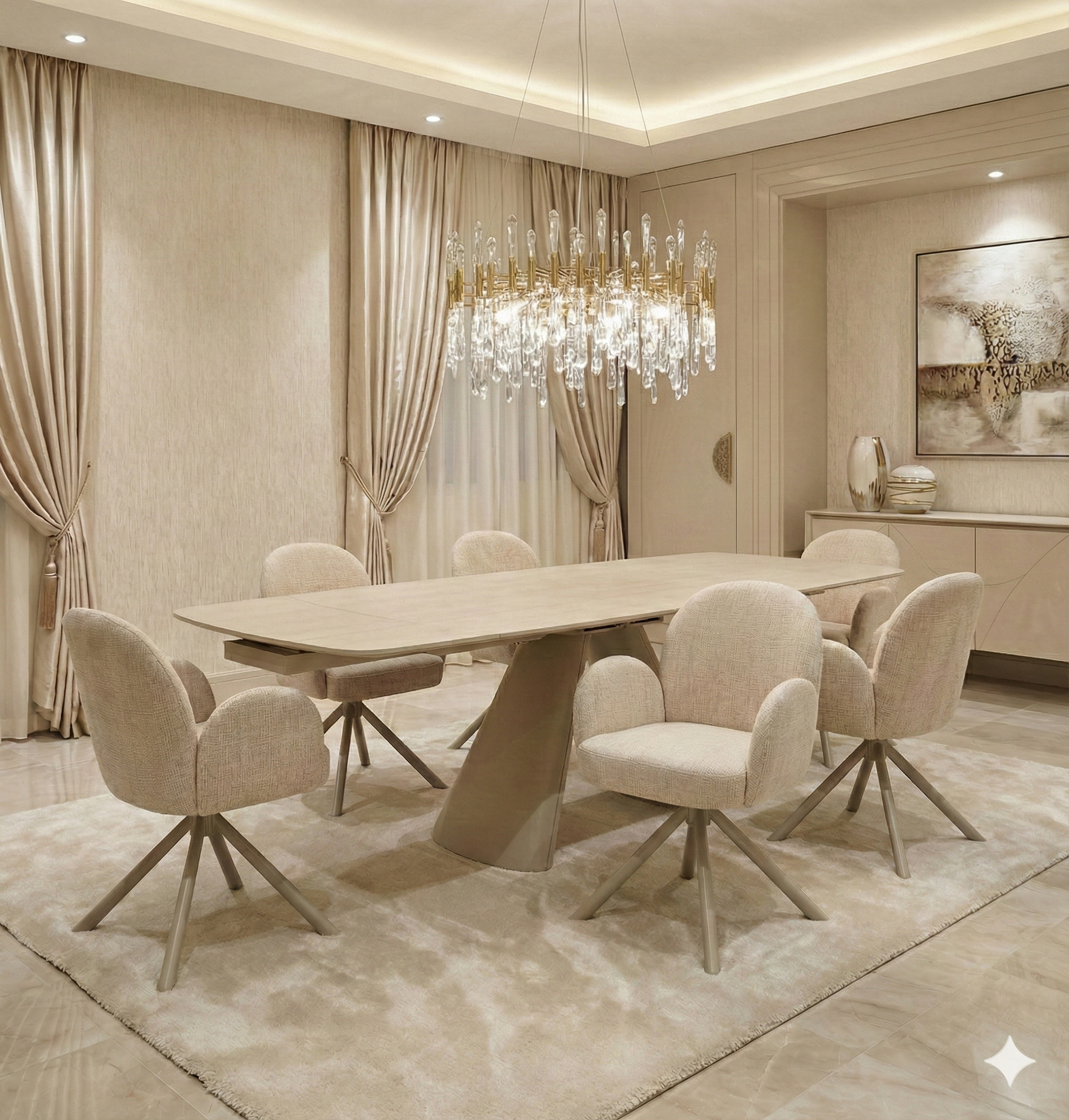 Archer Extending Dining Table in Cream - AMC Furniture