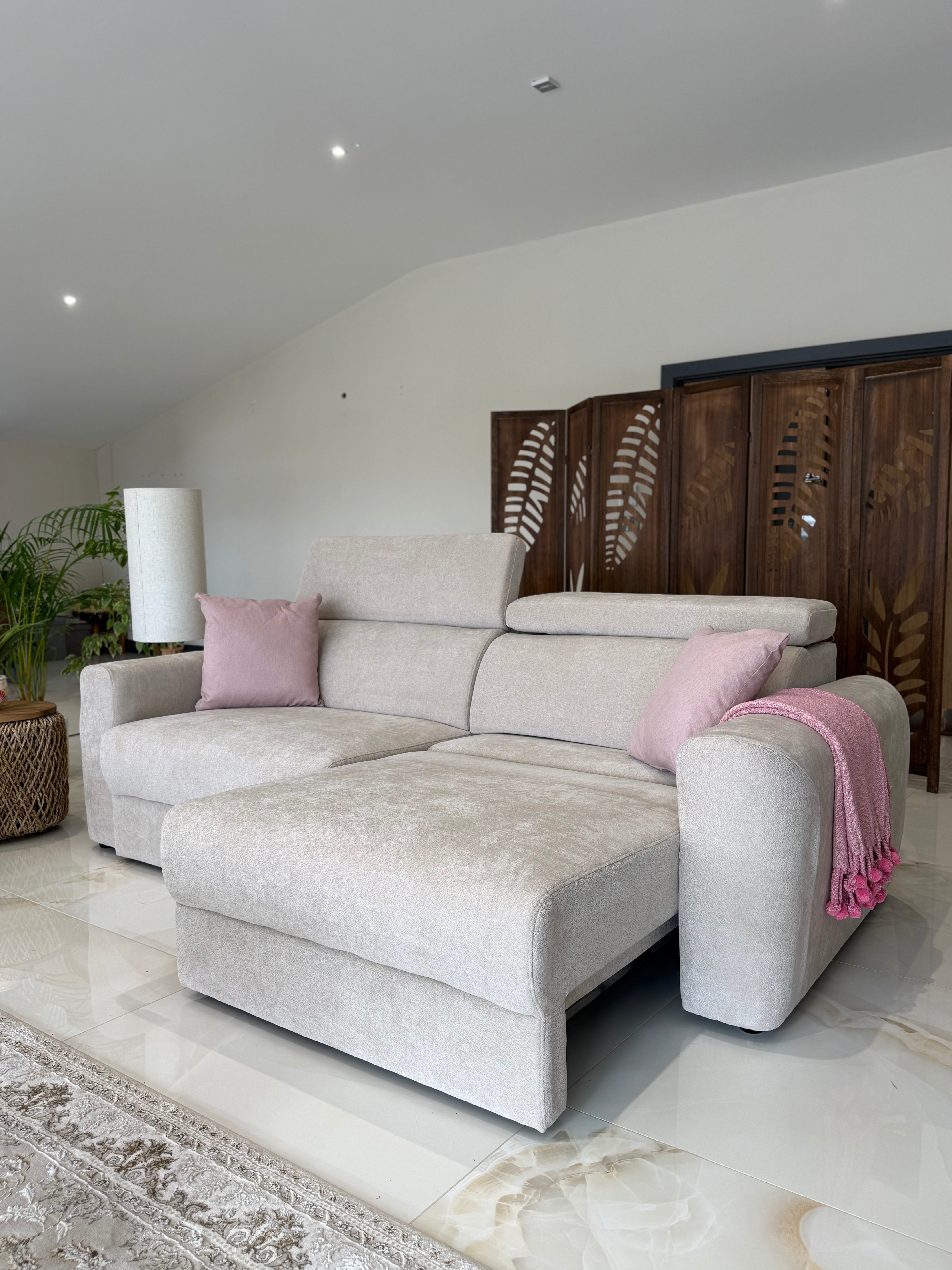 Raye 3 Seater Electric Sofa Bed in Beige - AMC Furniture