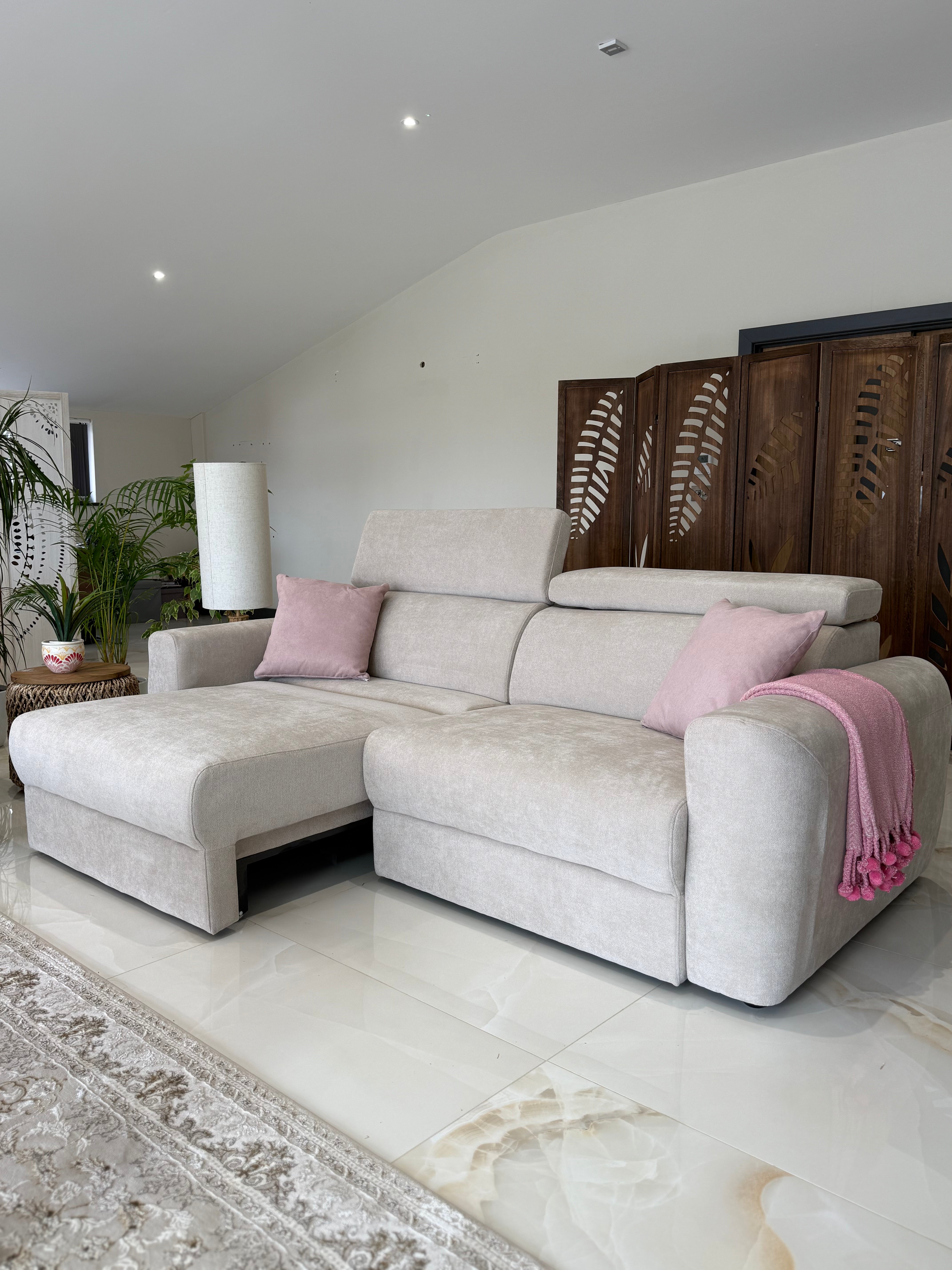 Raye 3 Seater Electric Sofa Bed in Beige - AMC Furniture