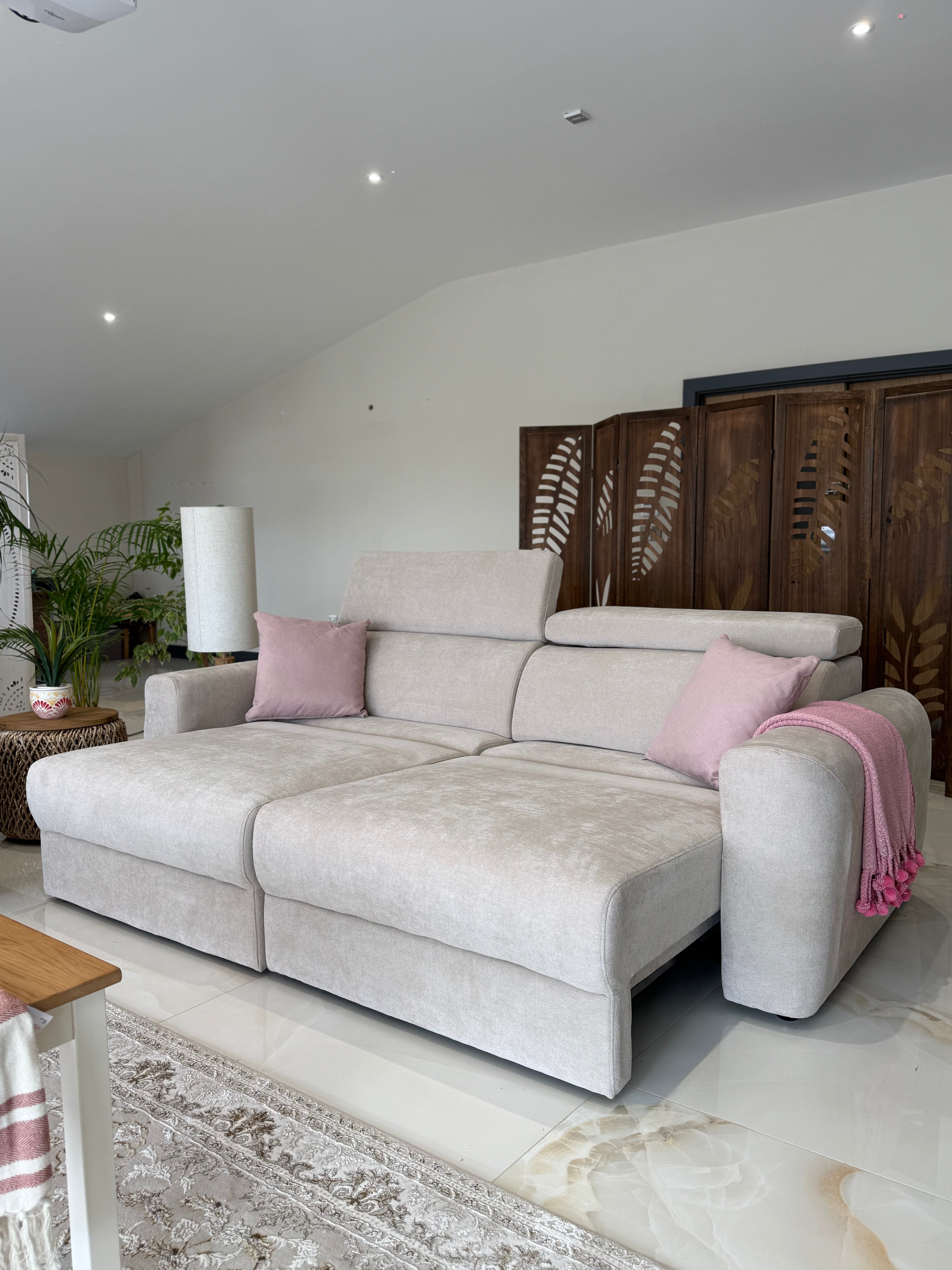 Raye 3 Seater Electric Sofa Bed in Beige - AMC Furniture