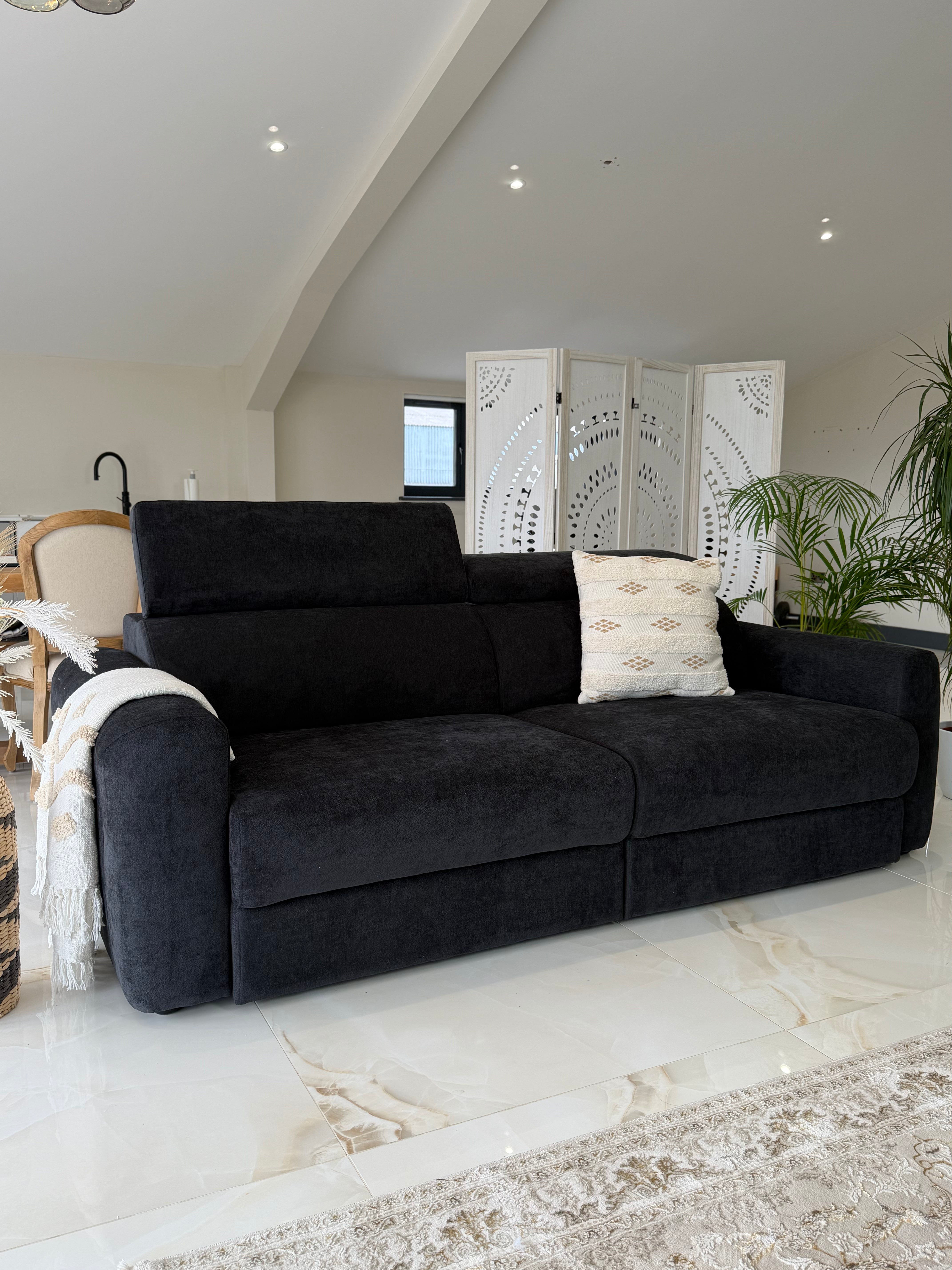 Raye 3 Seater Electric Sofa Bed in Black - AMC Furniture