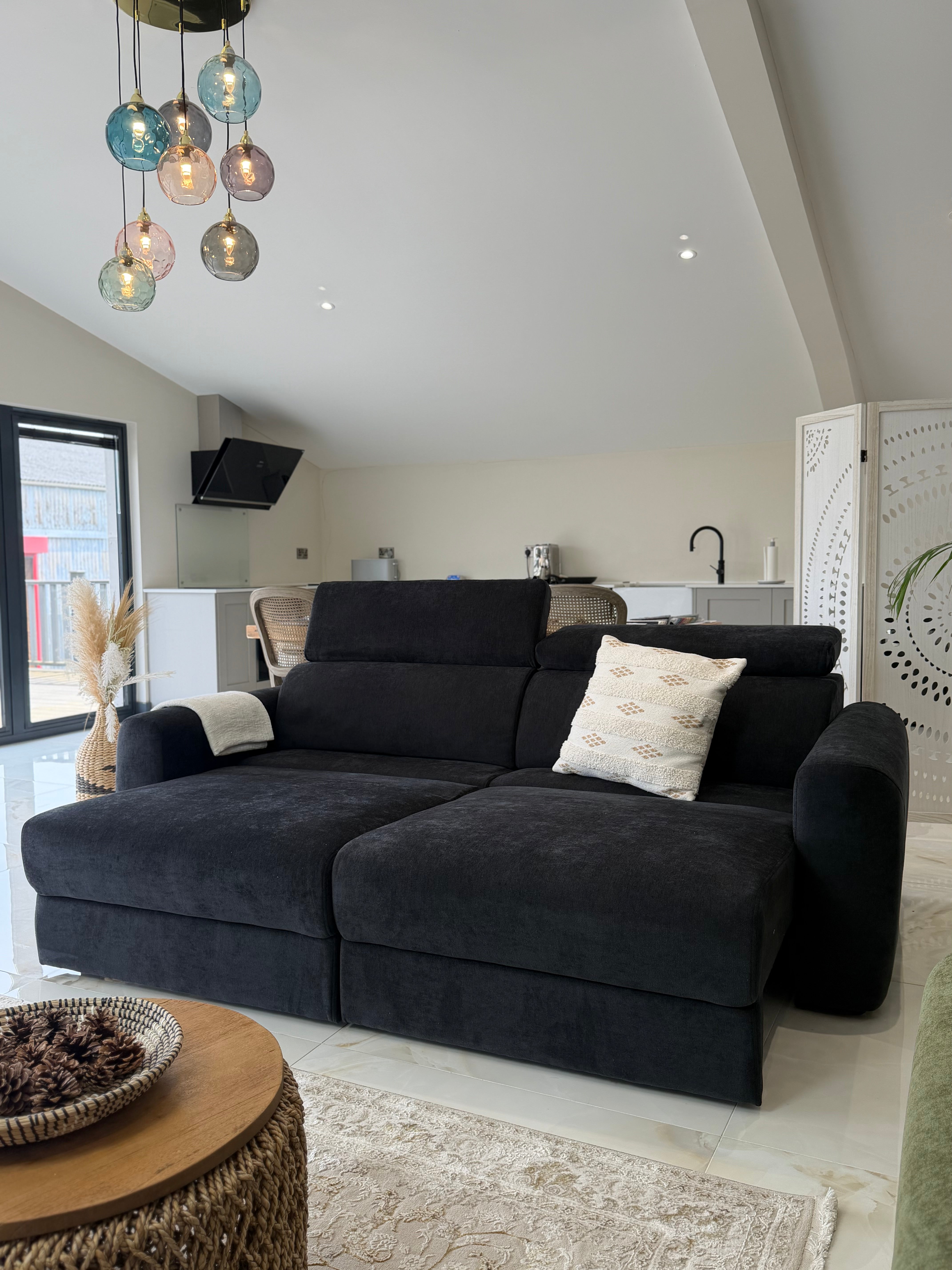 Raye 3 Seater Electric Sofa Bed in Black - AMC Furniture