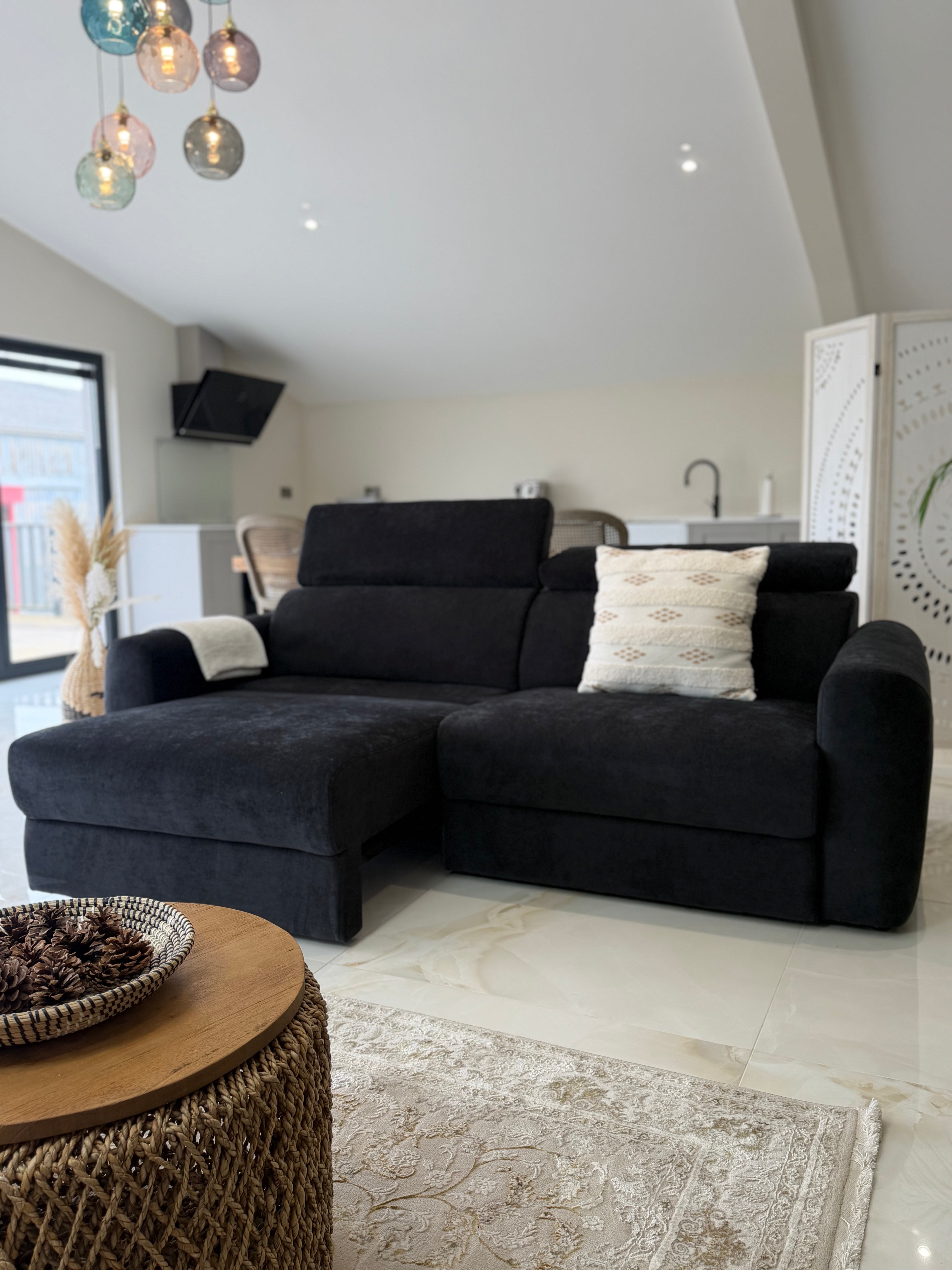 Raye 3 Seater Electric Sofa Bed in Black - AMC Furniture
