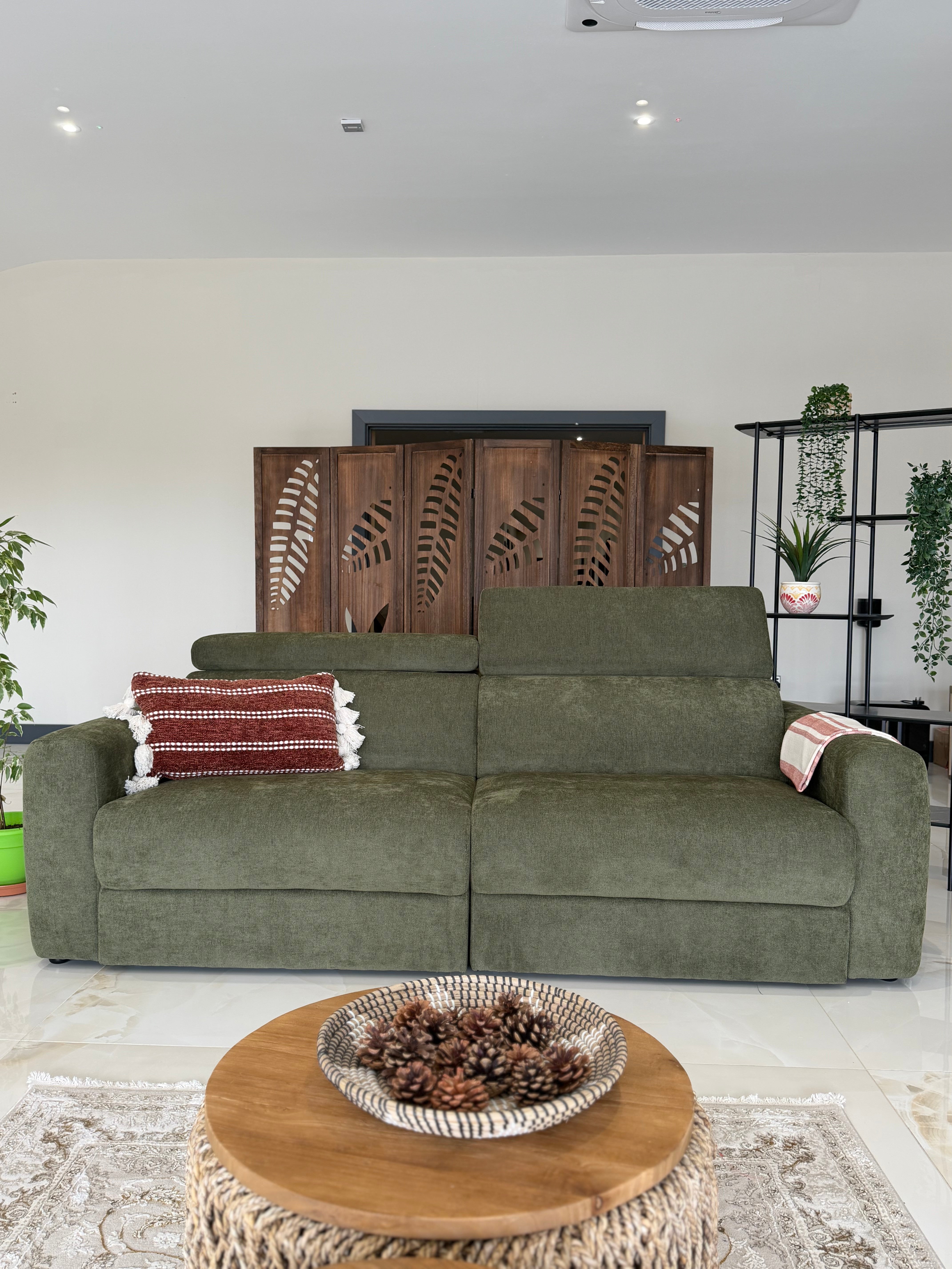 Raye 3 Seater Electric Sofa Bed in Green - AMC Furniture