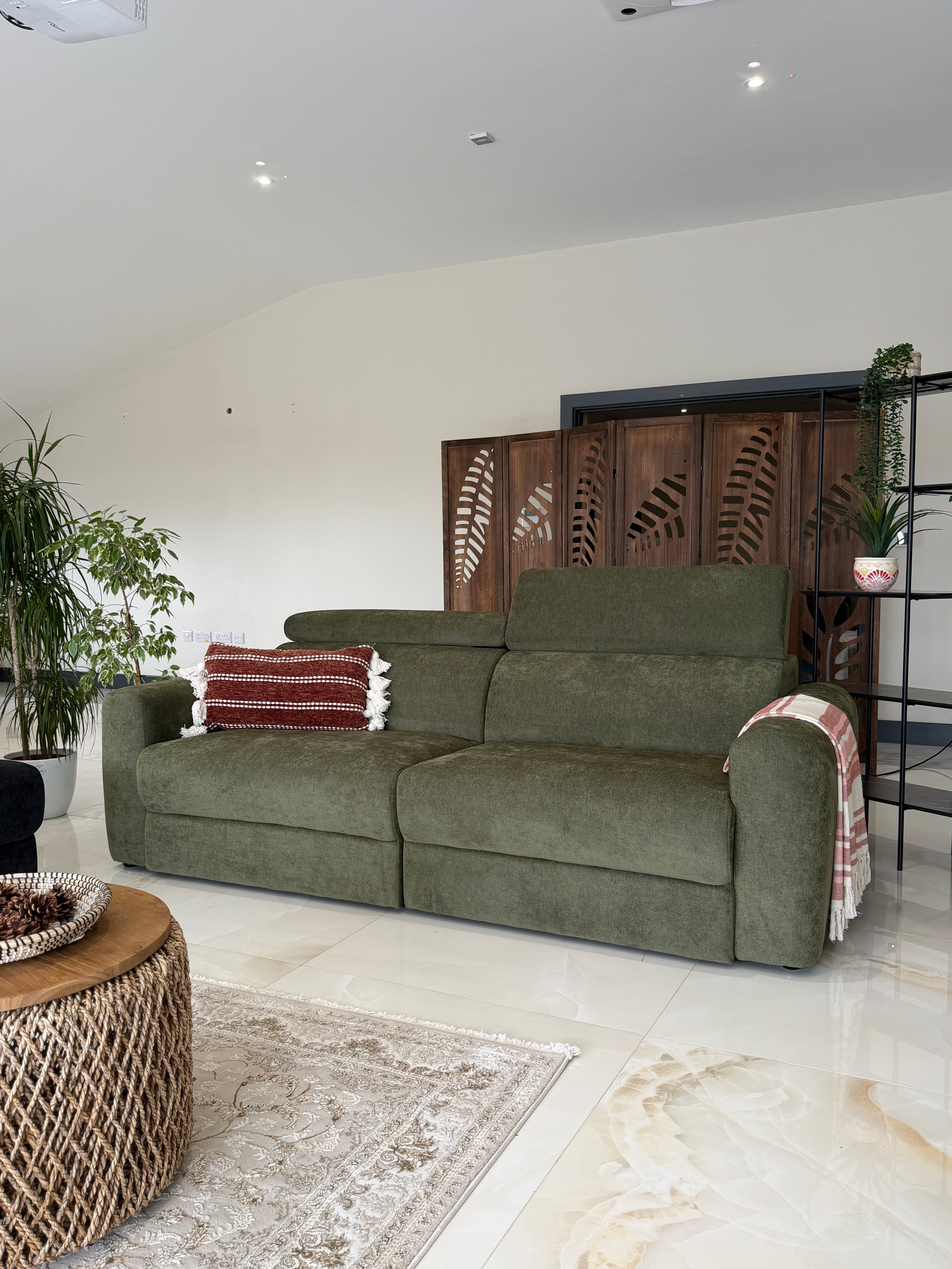 Raye 3 Seater Electric Sofa Bed in Green - AMC Furniture