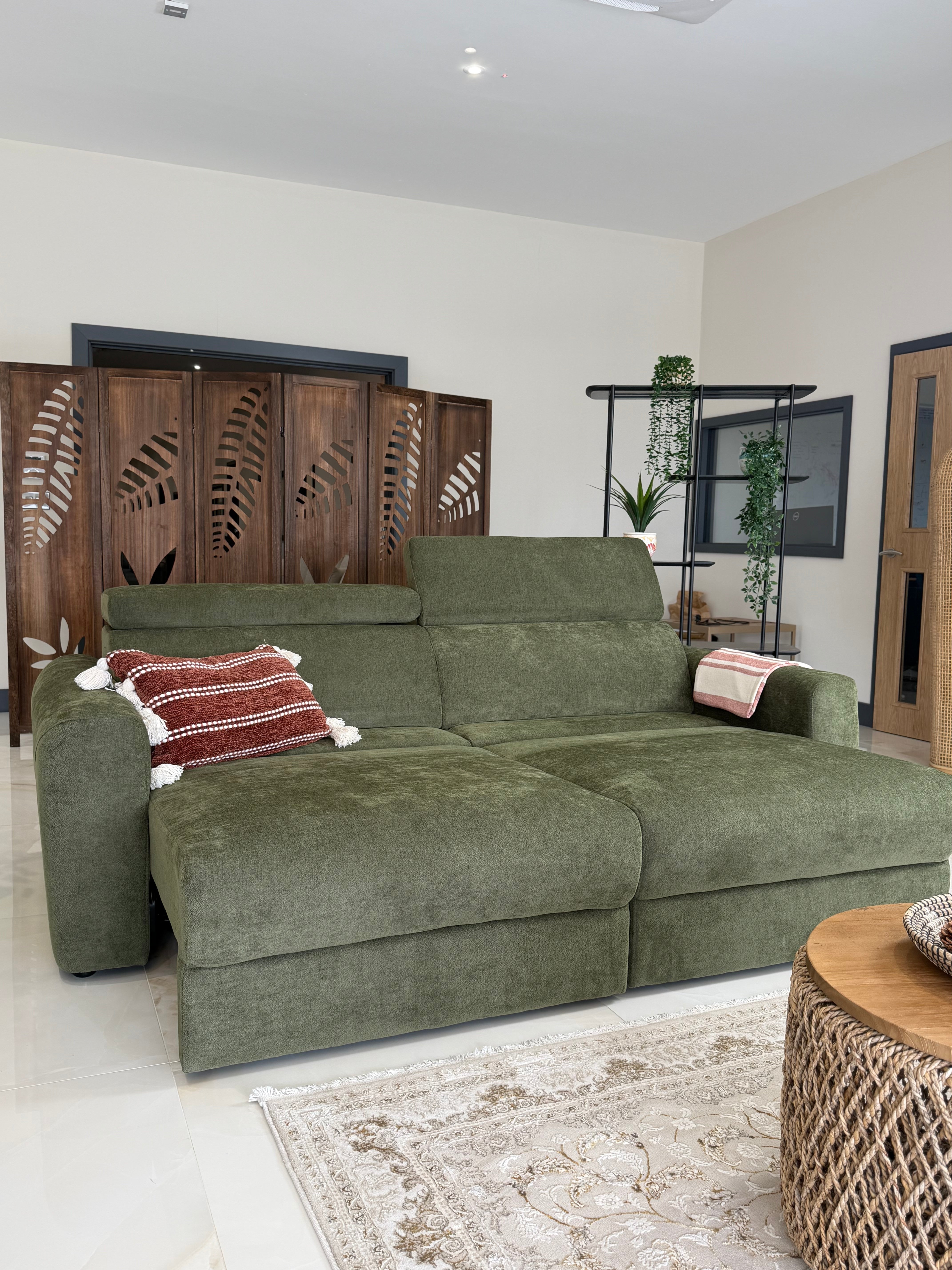 Raye 3 Seater Electric Sofa Bed in Green - AMC Furniture