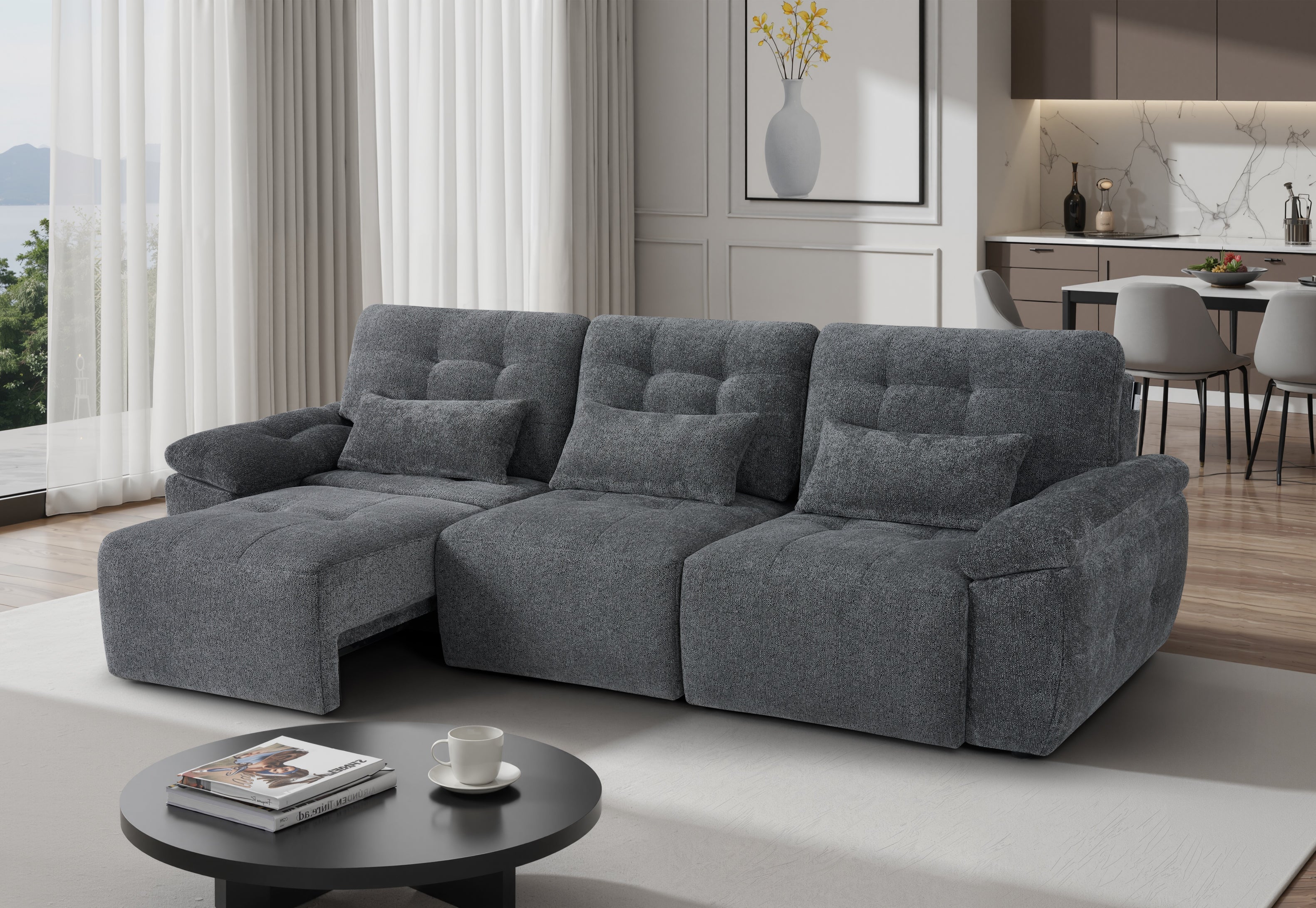 Myla Electric 3 Seater Sofabed in Grey - AMC Furniture